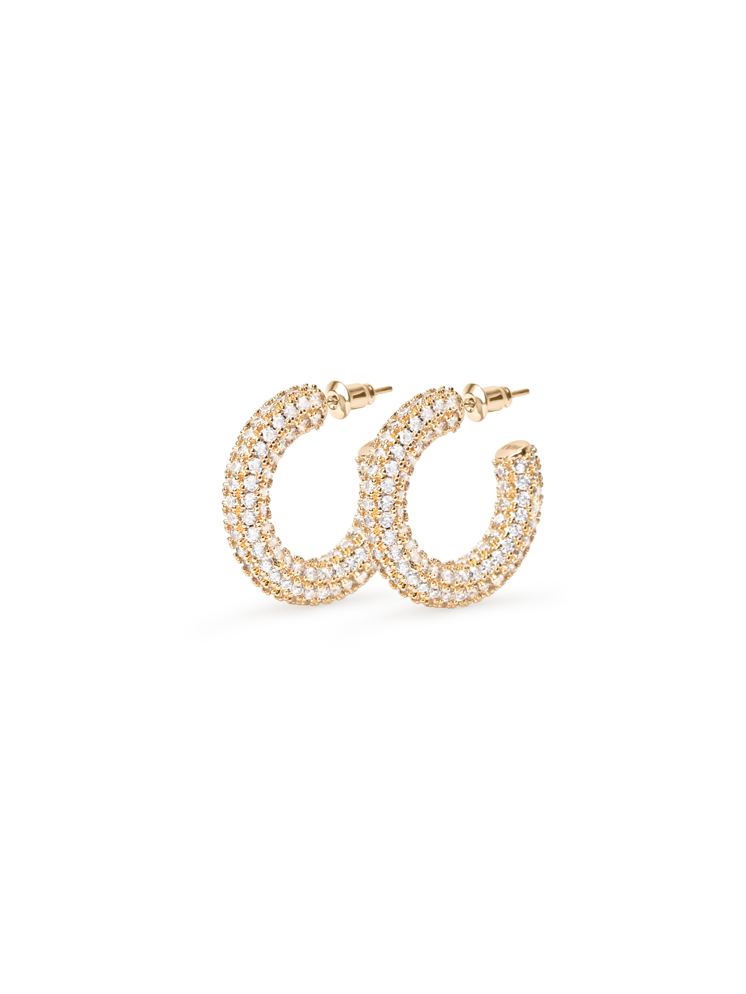 25mm pave hoops gold