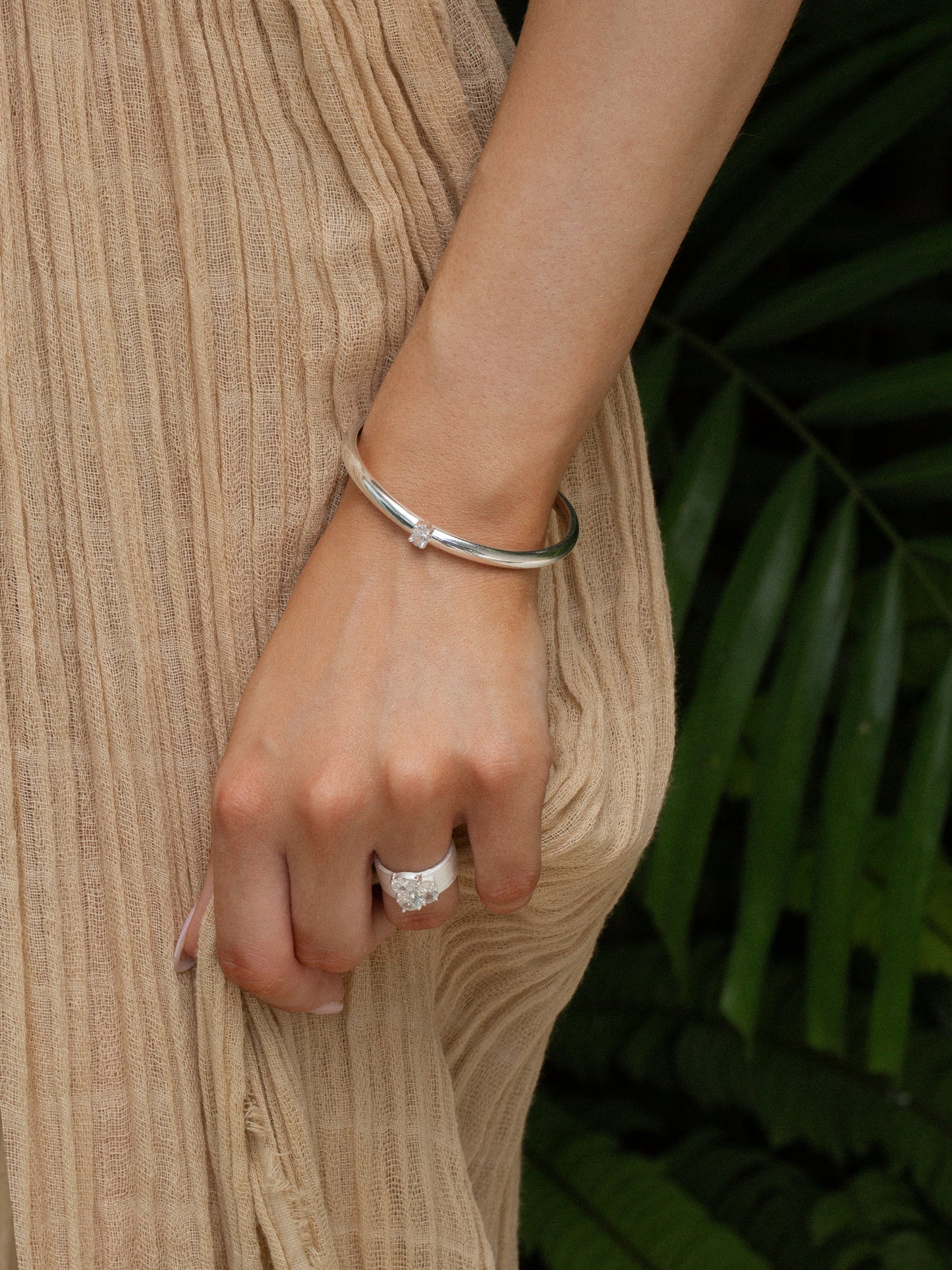 Ruby Diamond Bangle Silver by Felicia Wedin bracelet 925 silver plated brass
