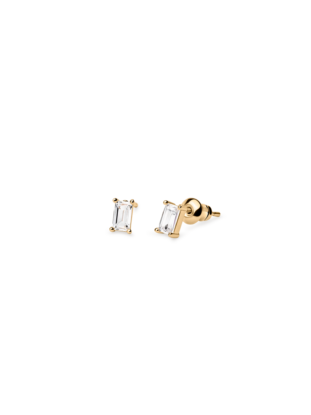 baguette stud 18k gold plated brass