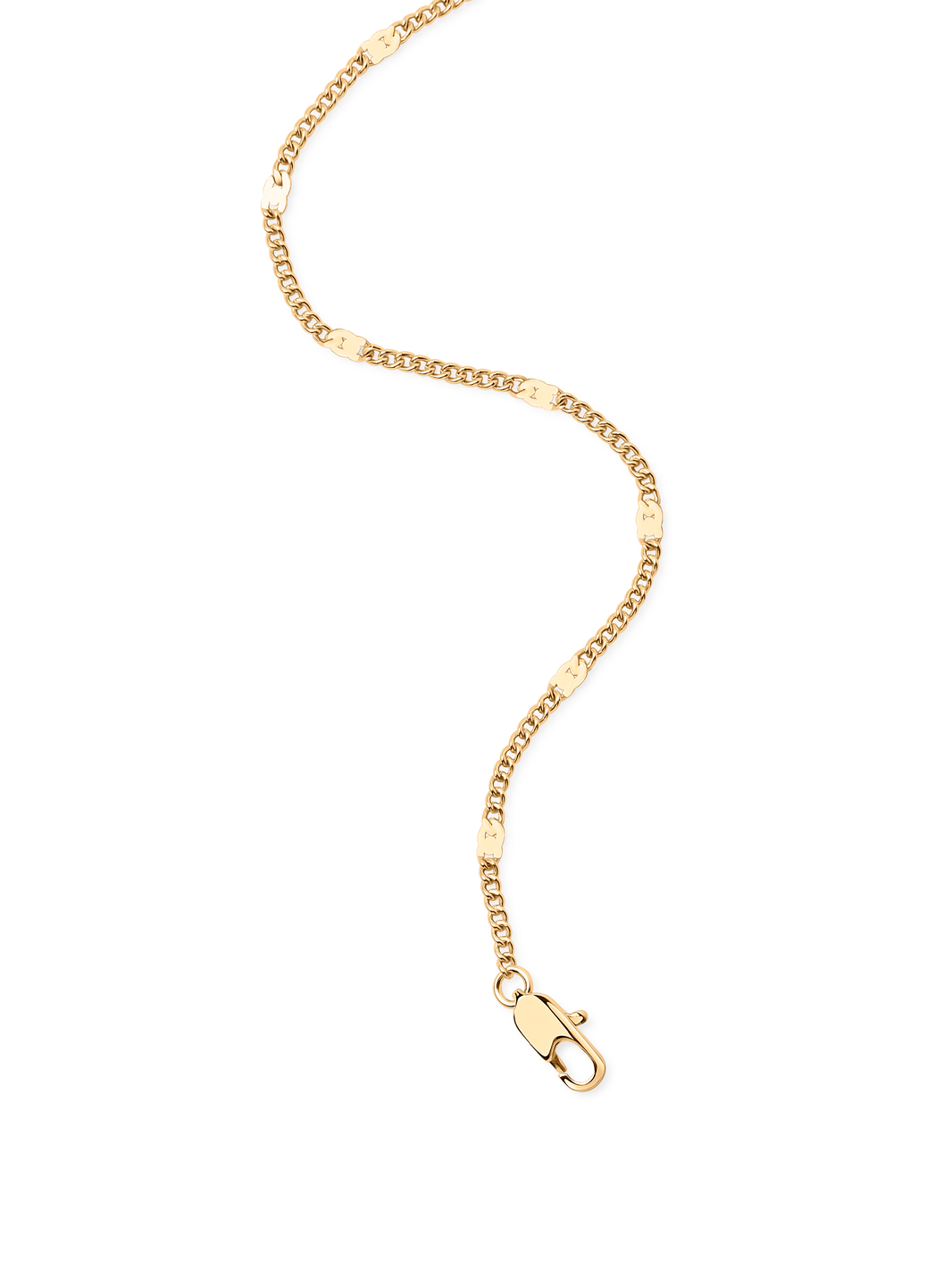 beaded curb chain bracelet 18k gold plated brass