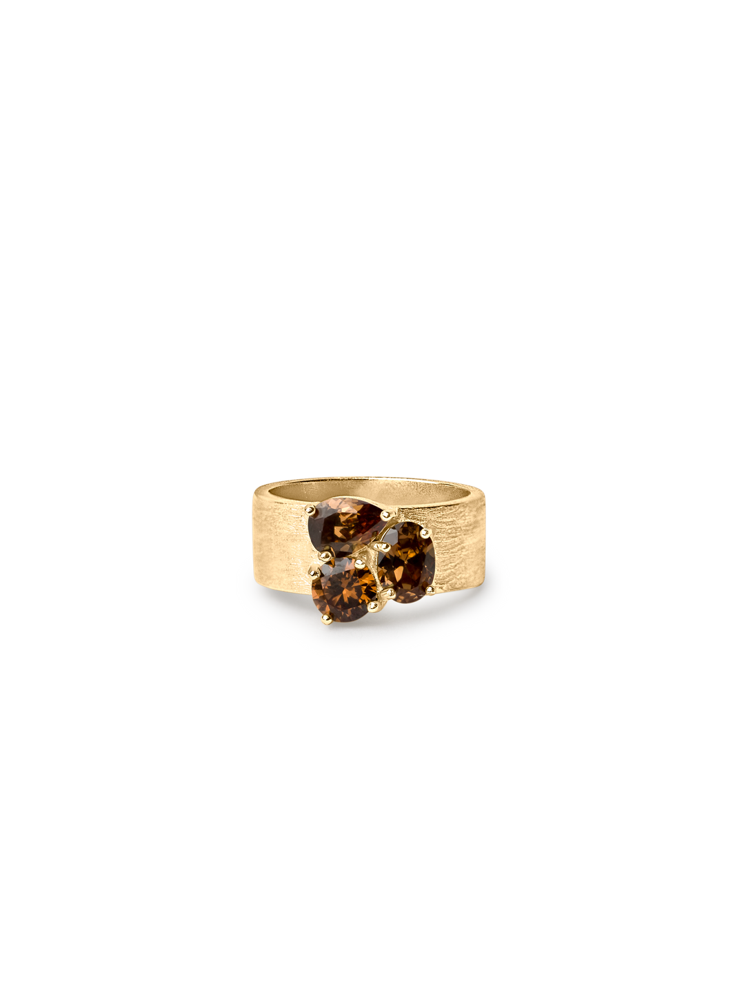Grace Diamond Ring Brown by Felicia Wedin, 18k gold plated brass