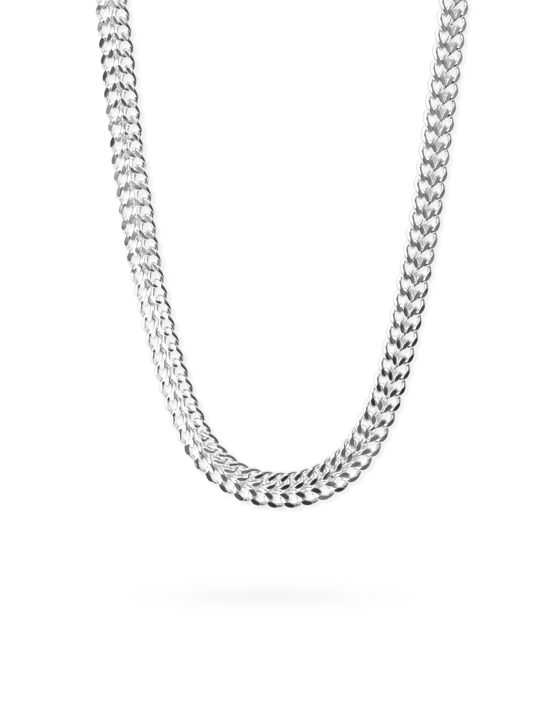 Double curb chain necklace in silver