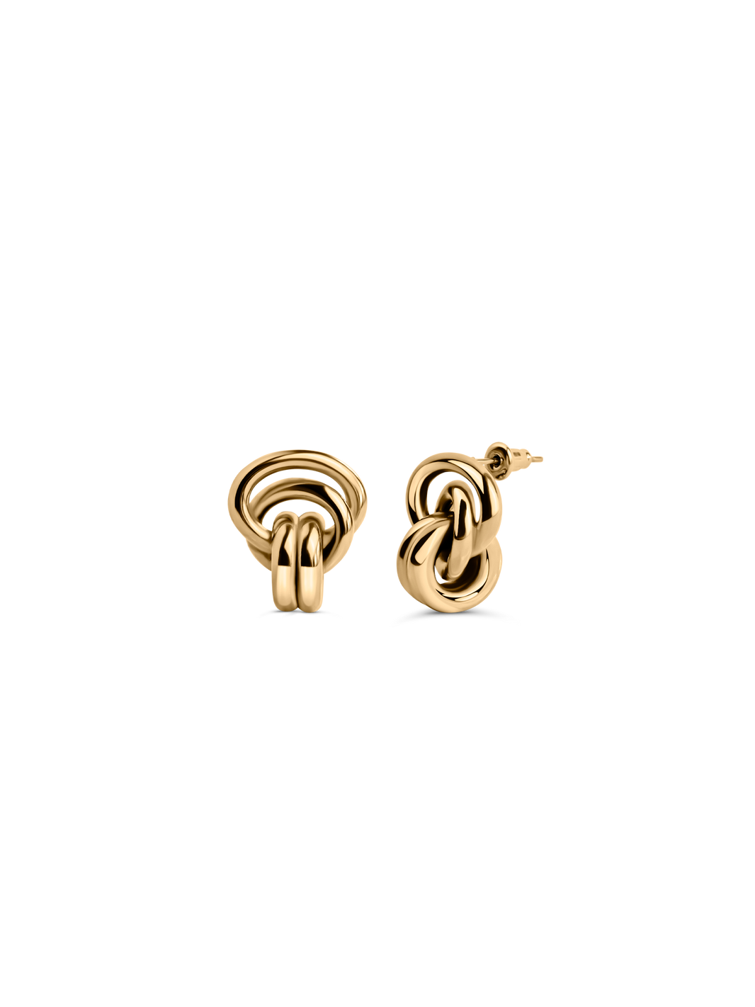 double knot earrings waterproof 18k gold PVD plated steel