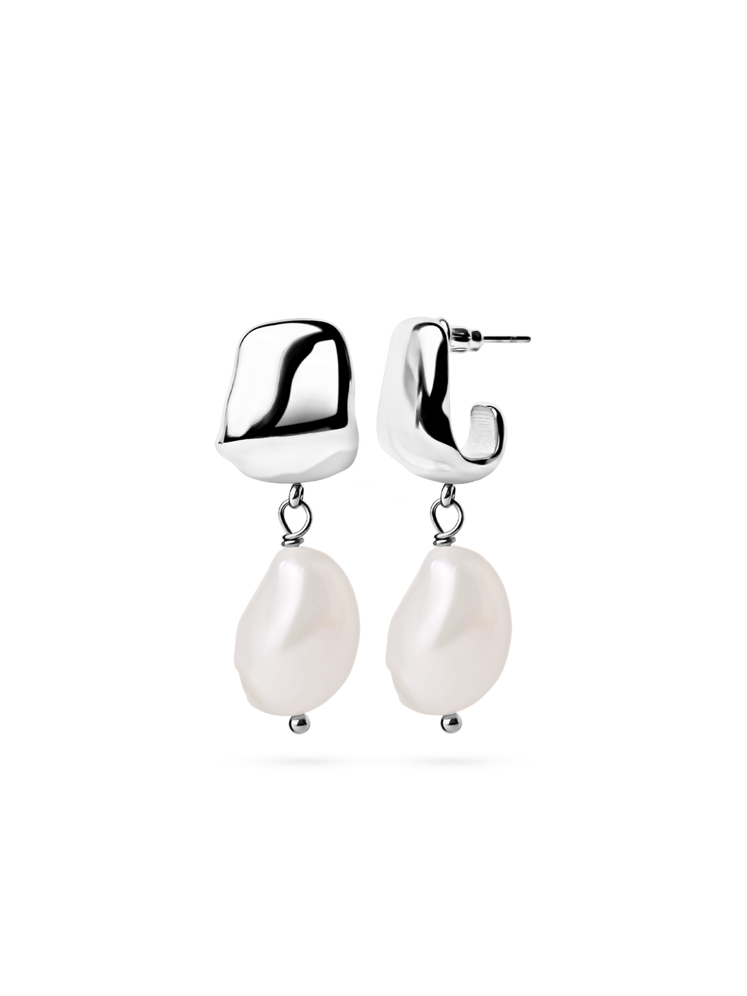 dune pearl earring 925 silver plated steel, freshwater pearl