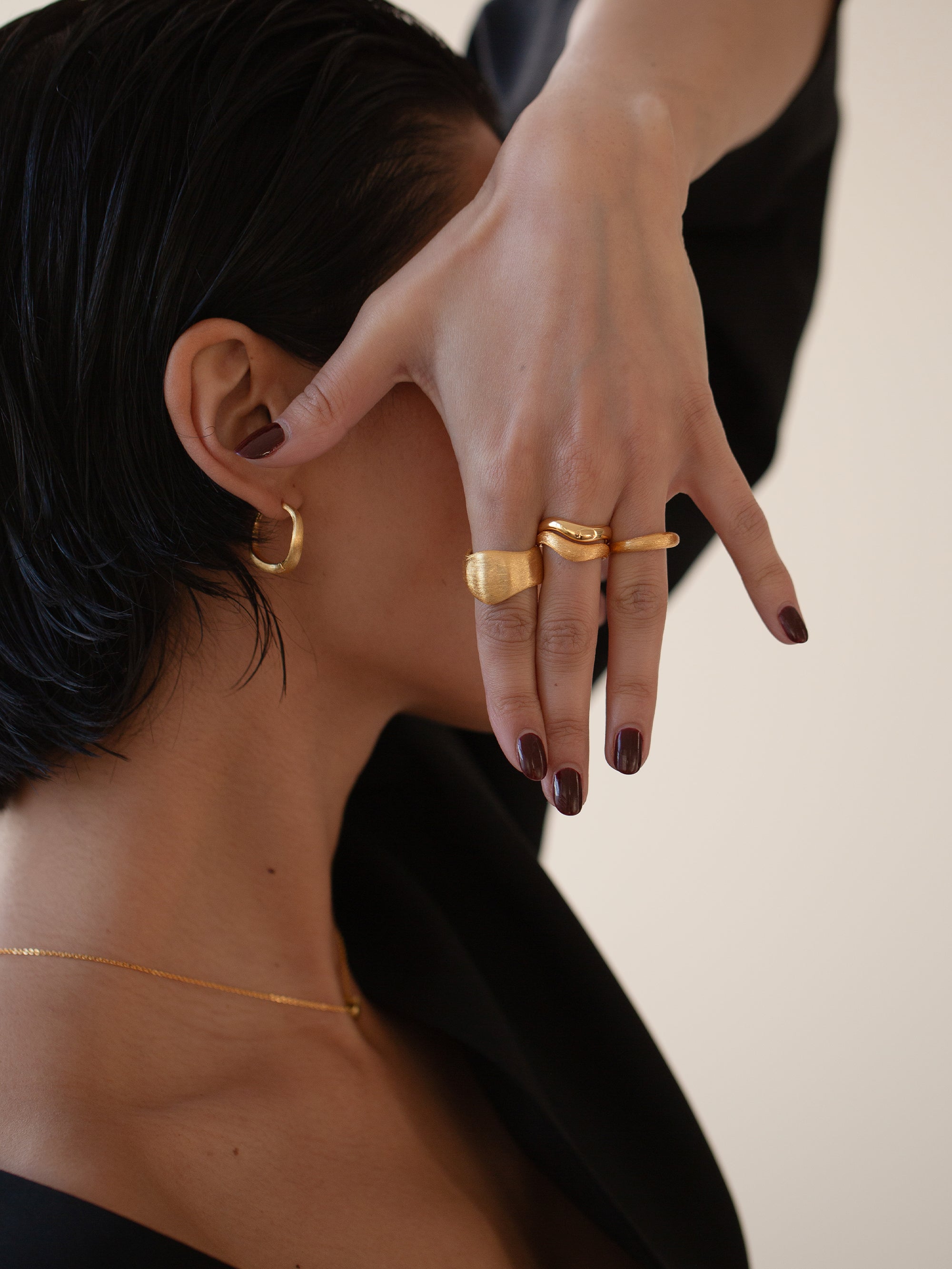 brushed bold ring 18k gold plated brass