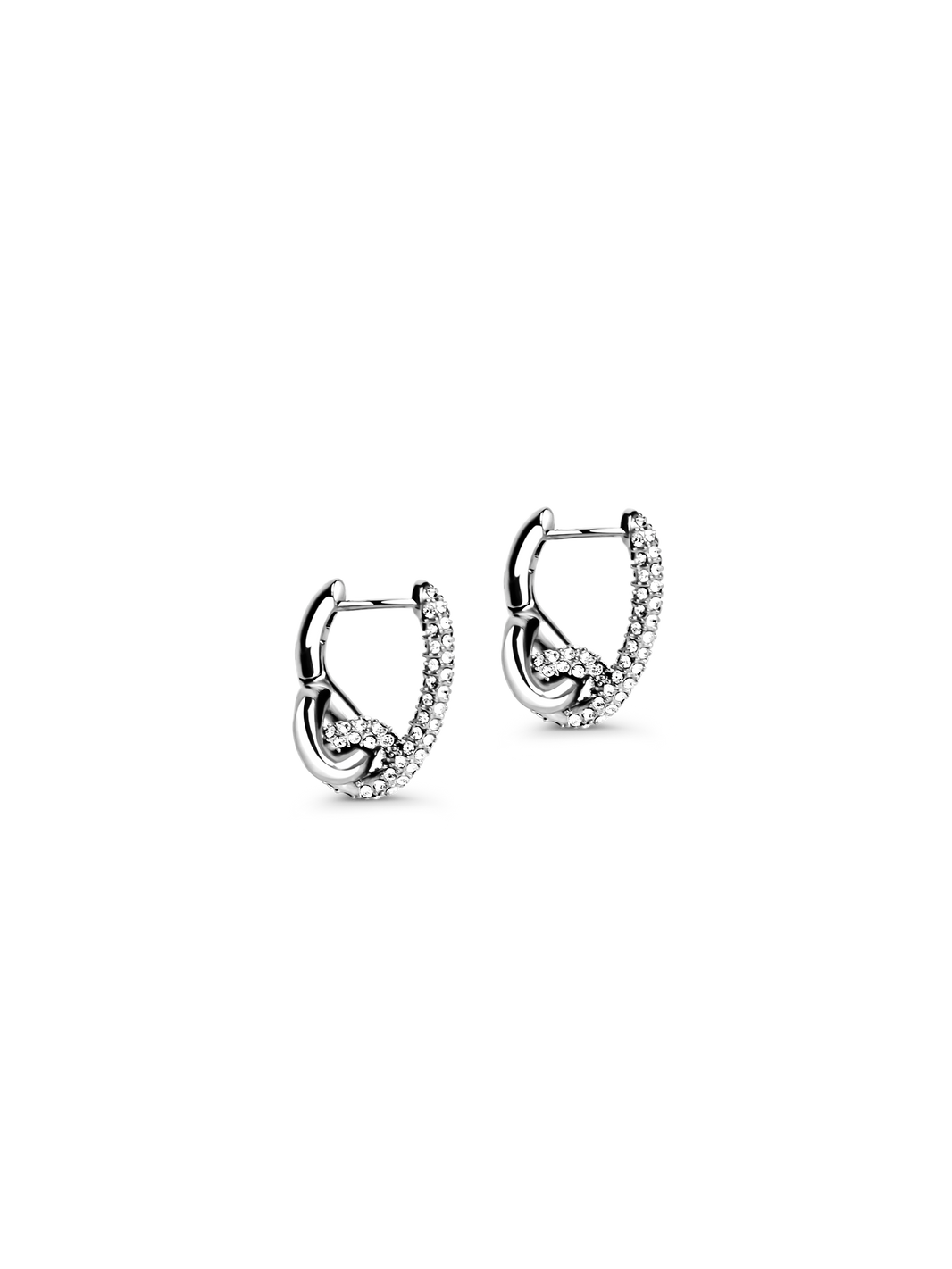 pave knot earrings 925 silver plated steel