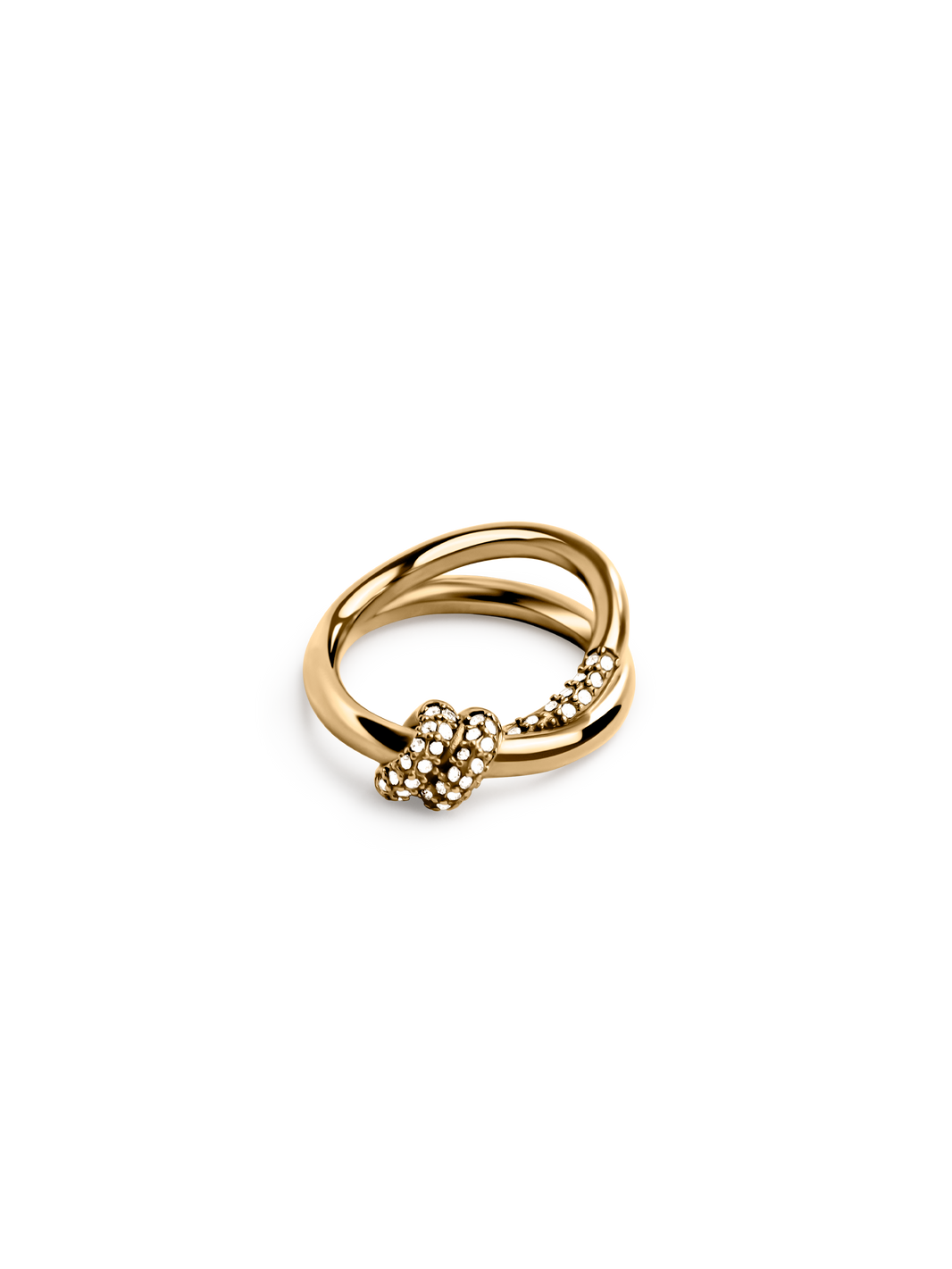 pave knot ring 18k gold PVD plated steel