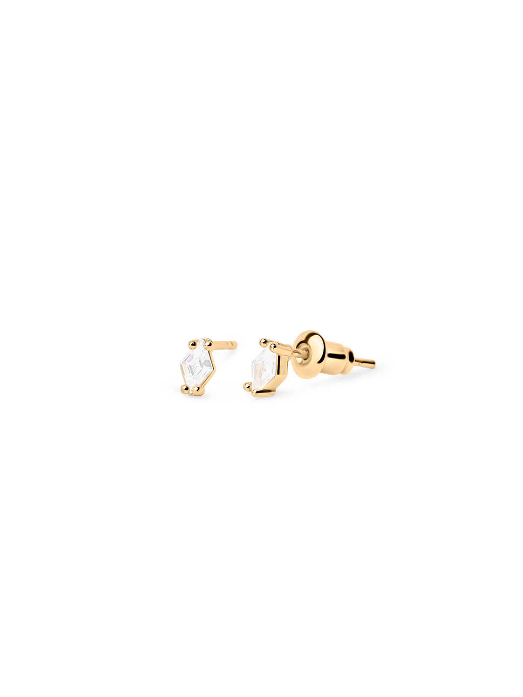 rhombus stud 18k gold plated brass