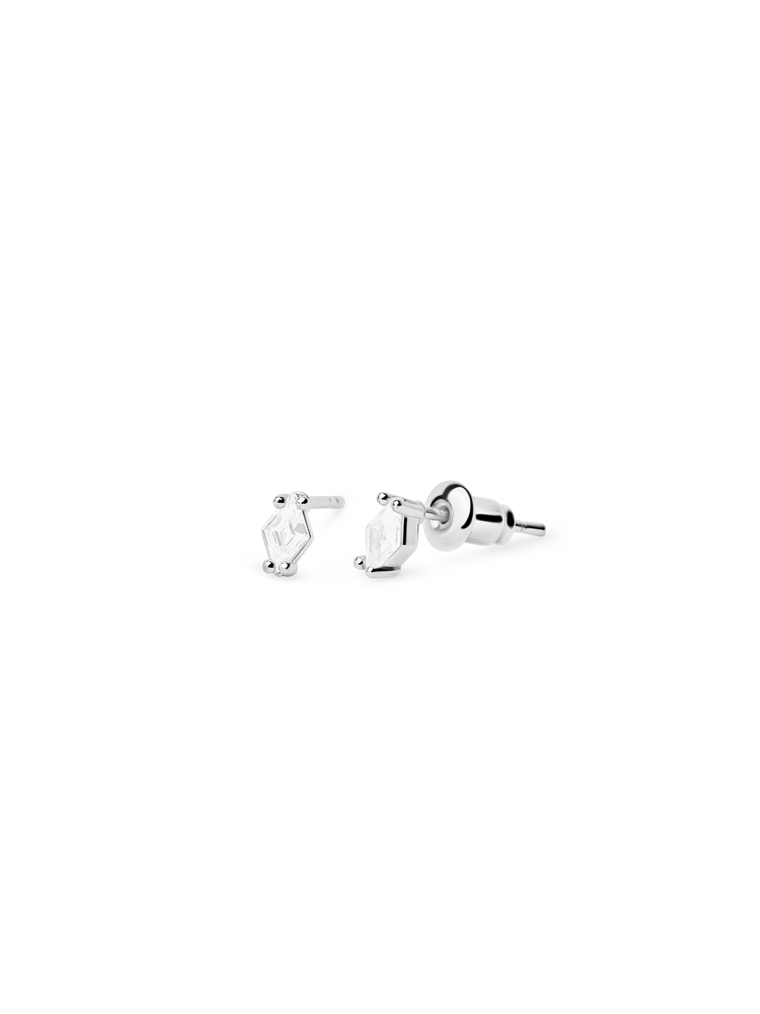 rhombus stud 925 silver plated brass