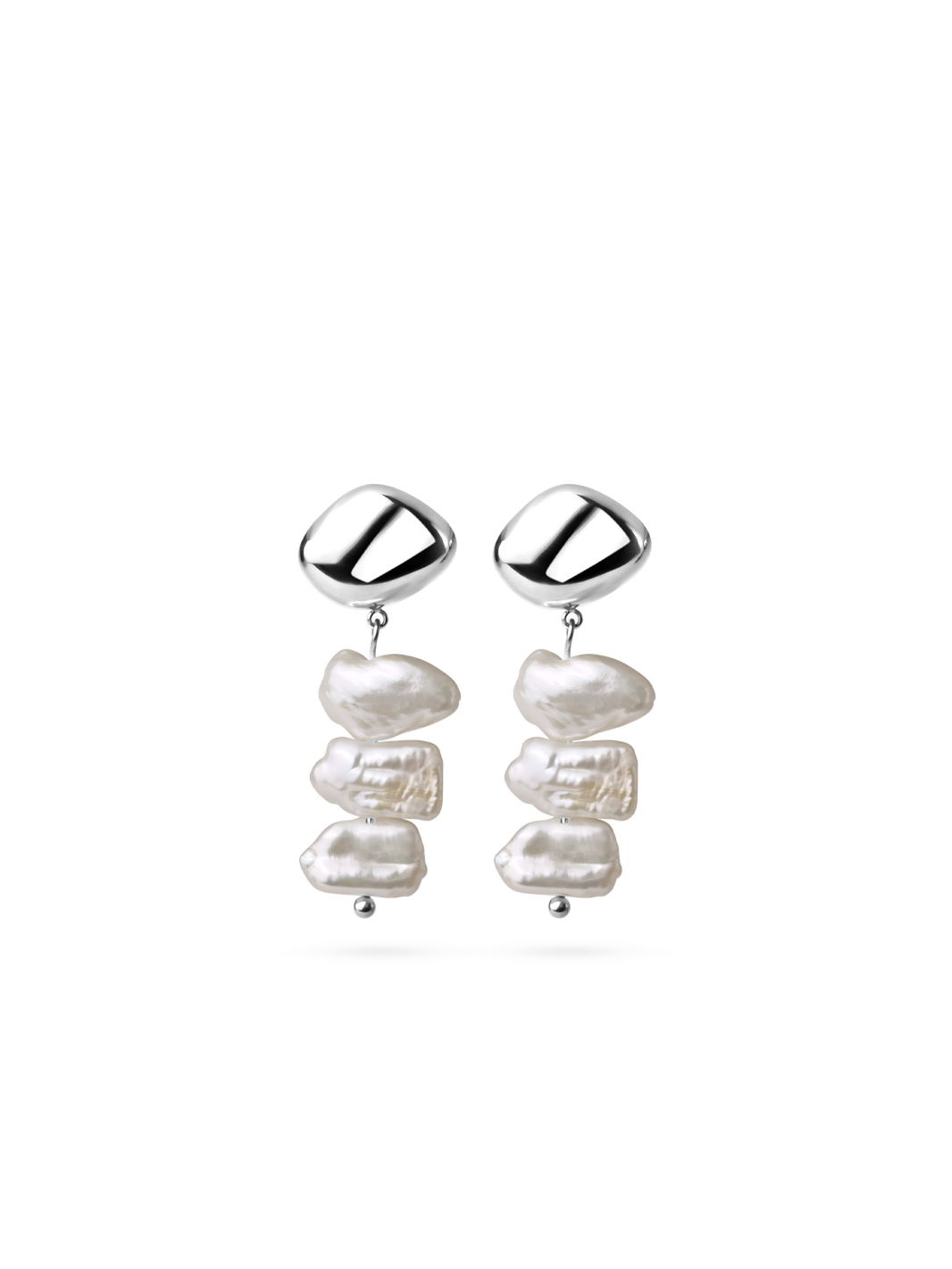 shoreline pearl earrings 925 silver plated steel, freshwater pearls