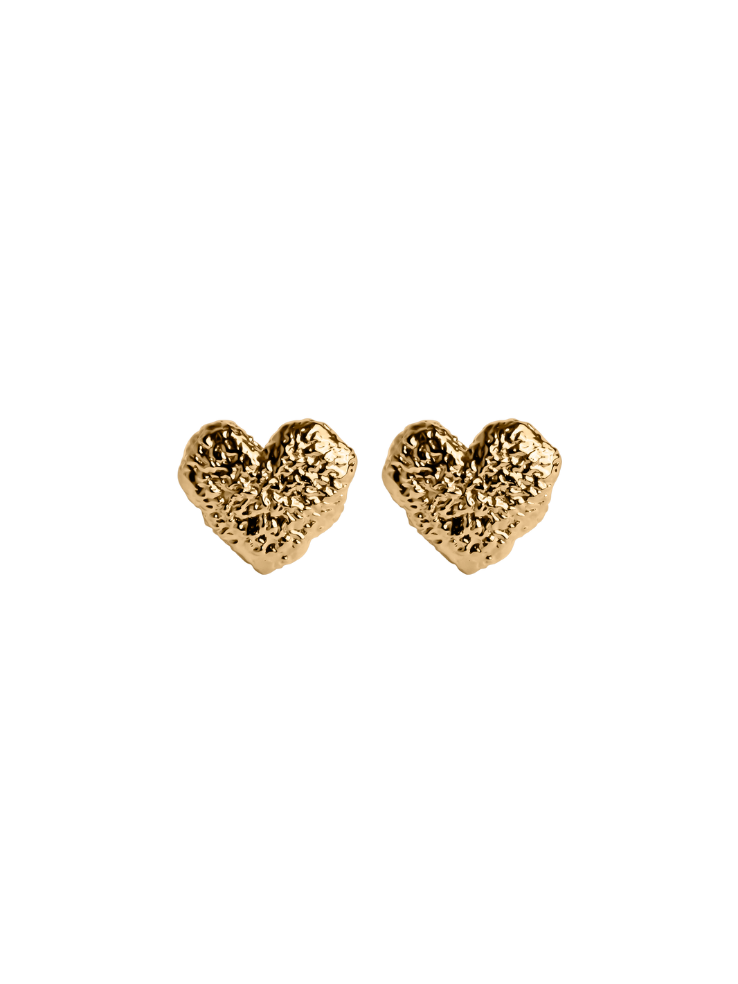 textured heart earring waterproof 18k gold PVD plated brass