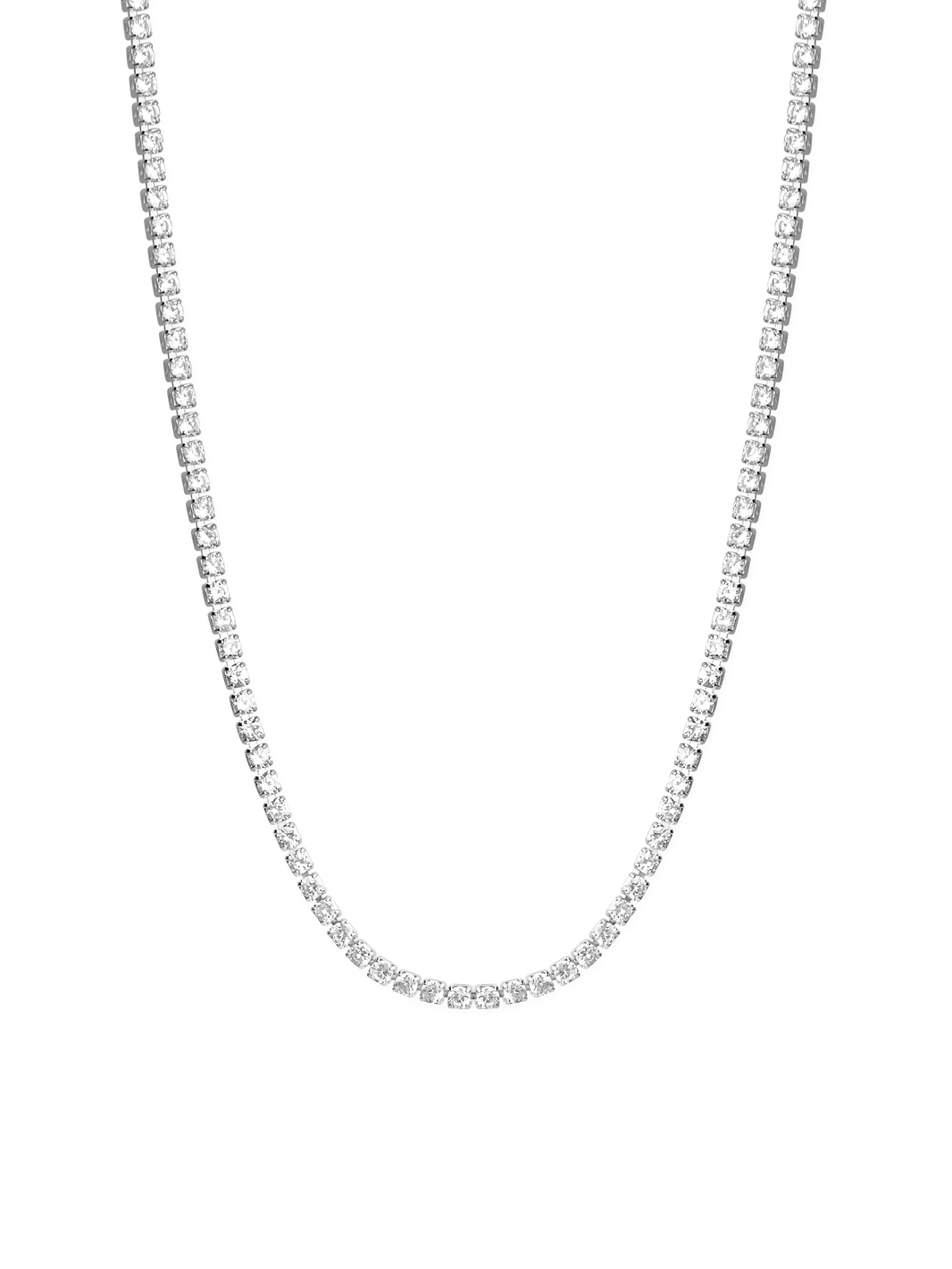 thin tennis necklace 925 sterling silver plated brass