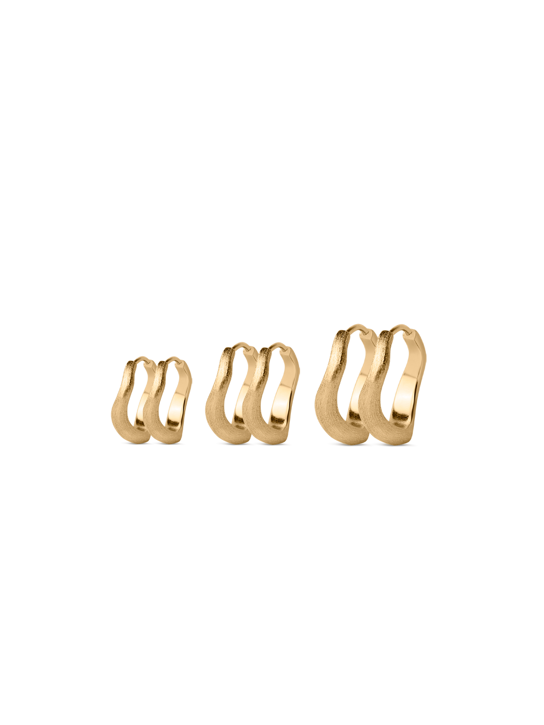 Brushed Wavy Hoops 18k gold plated brass