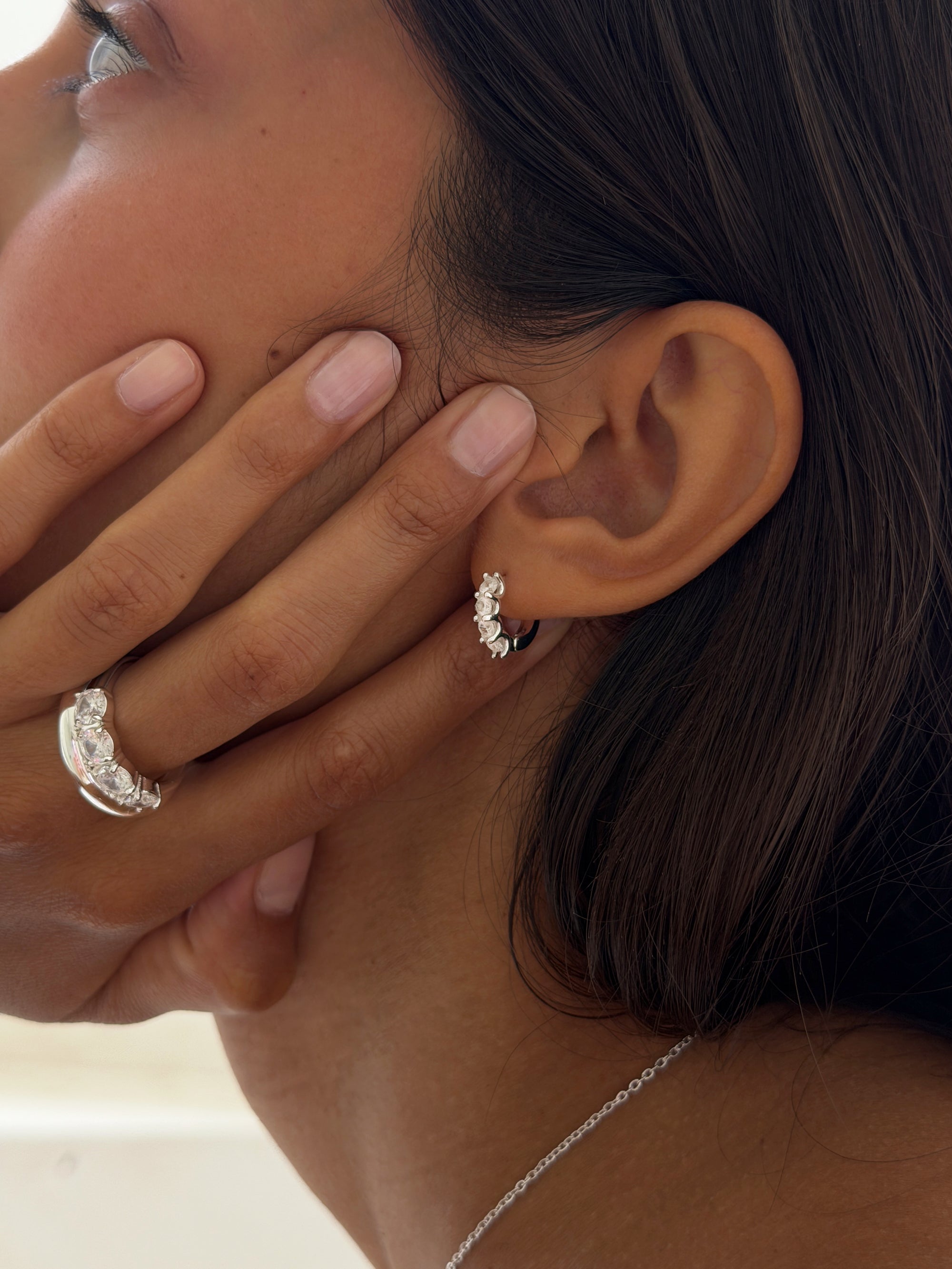 3mm ora huggie 925 silver plated stainless steel