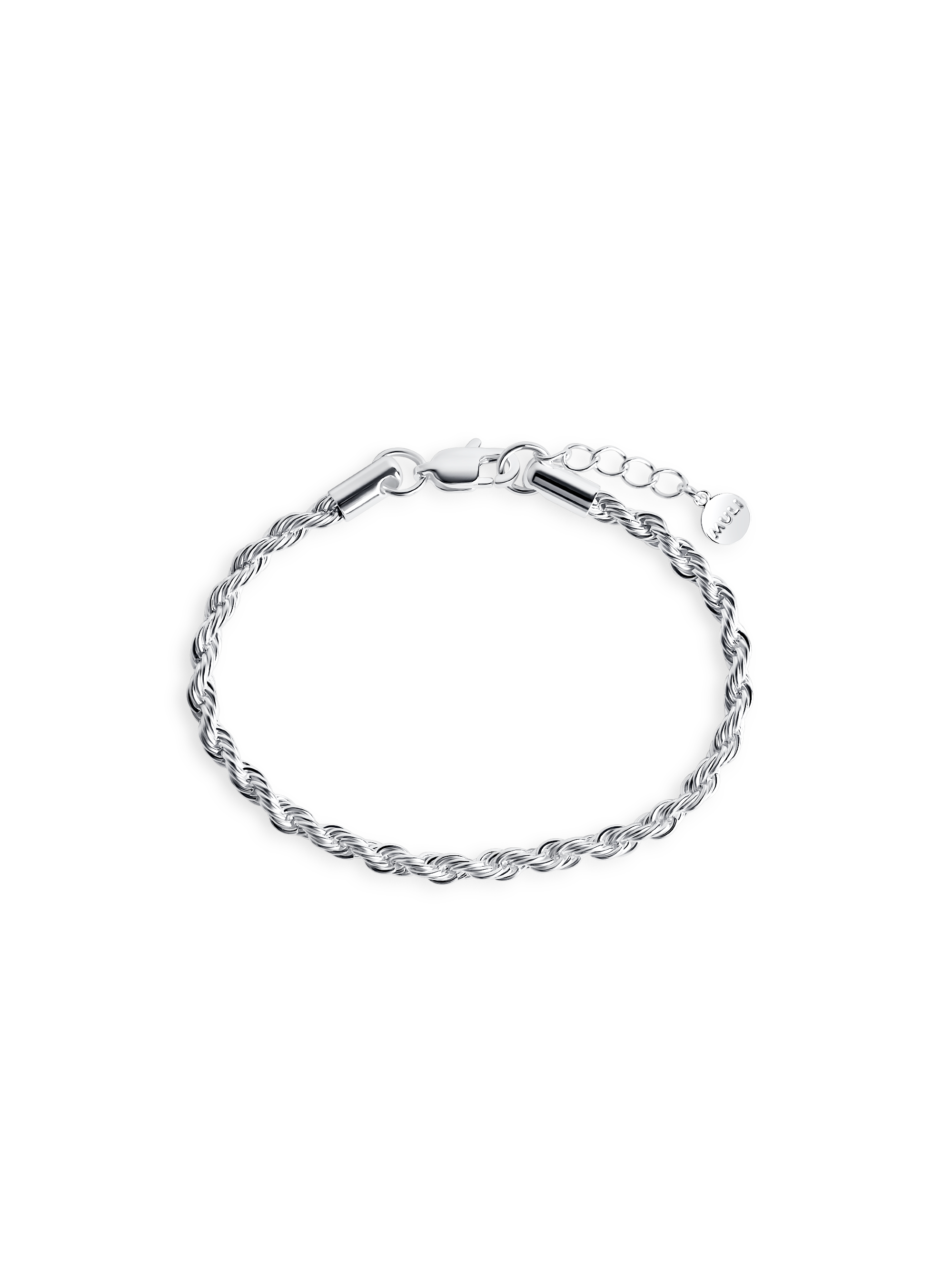 4mm rope chain bracelet 925 silver plated stainless steel