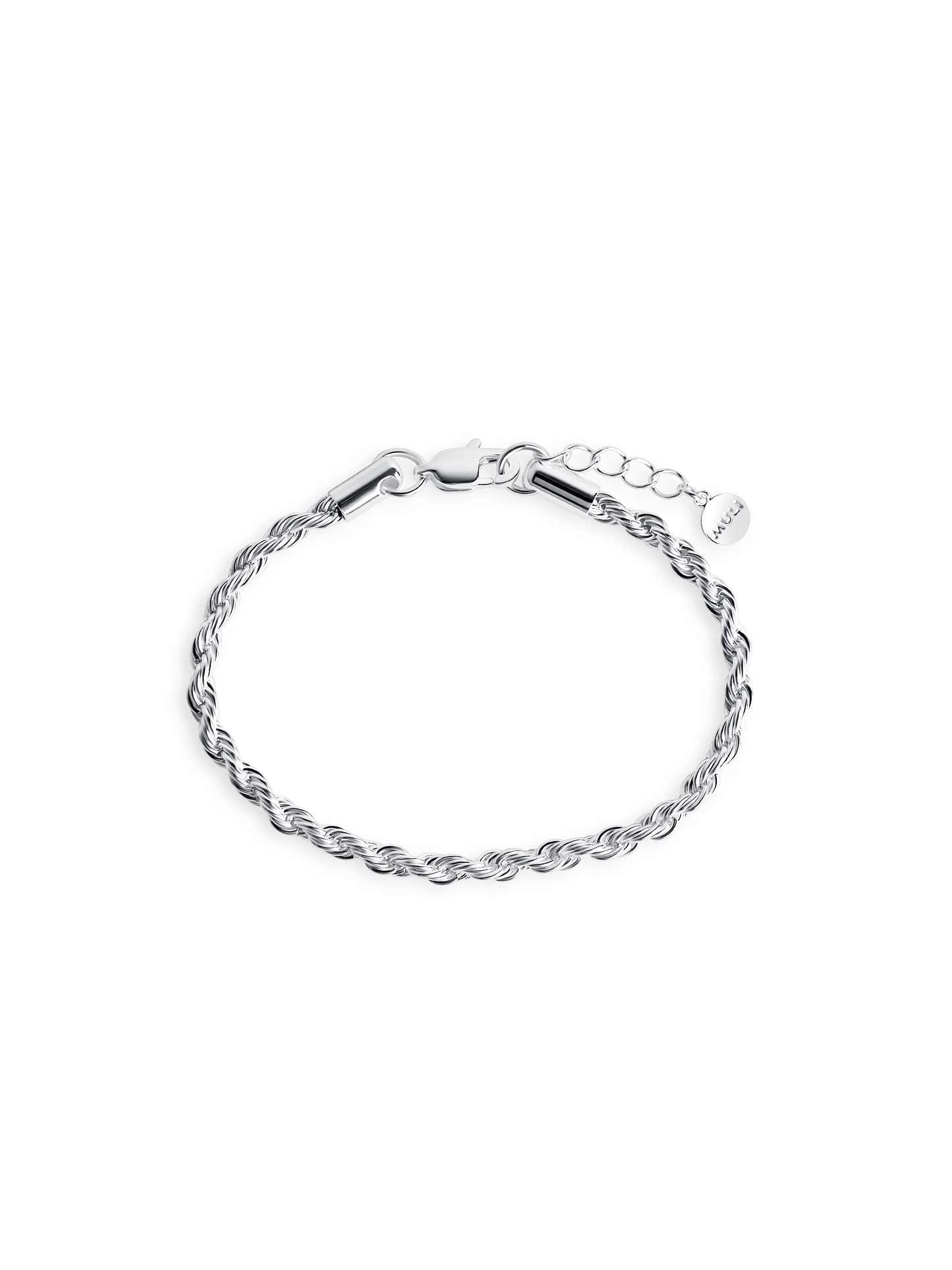 4mm rope chain bracelet 925 silver plated stainless steel