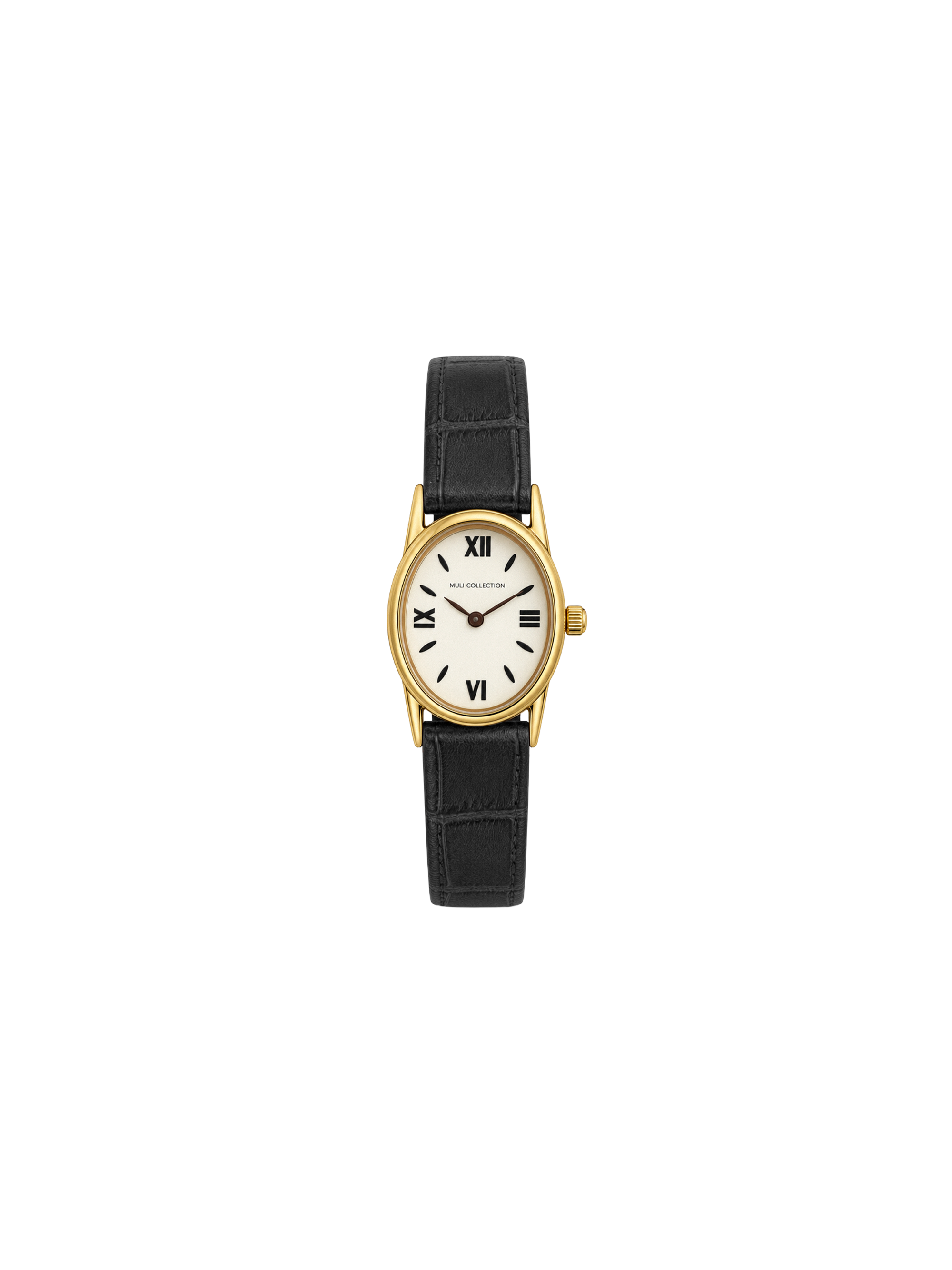 BlackLeatherVintageWatch, Genuine leather and 24k gold plated 316L stainless steel 