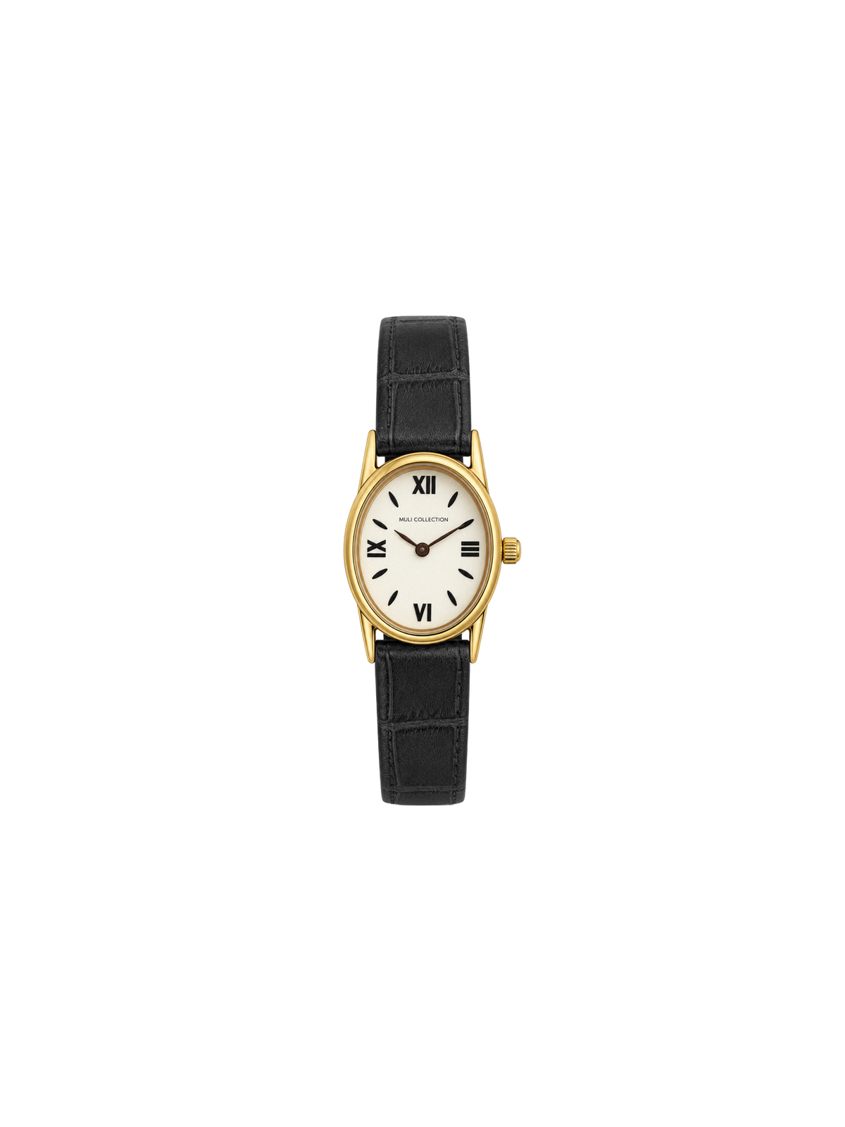 BlackLeatherVintageWatch, Genuine leather and 24k gold plated 316L stainless steel 