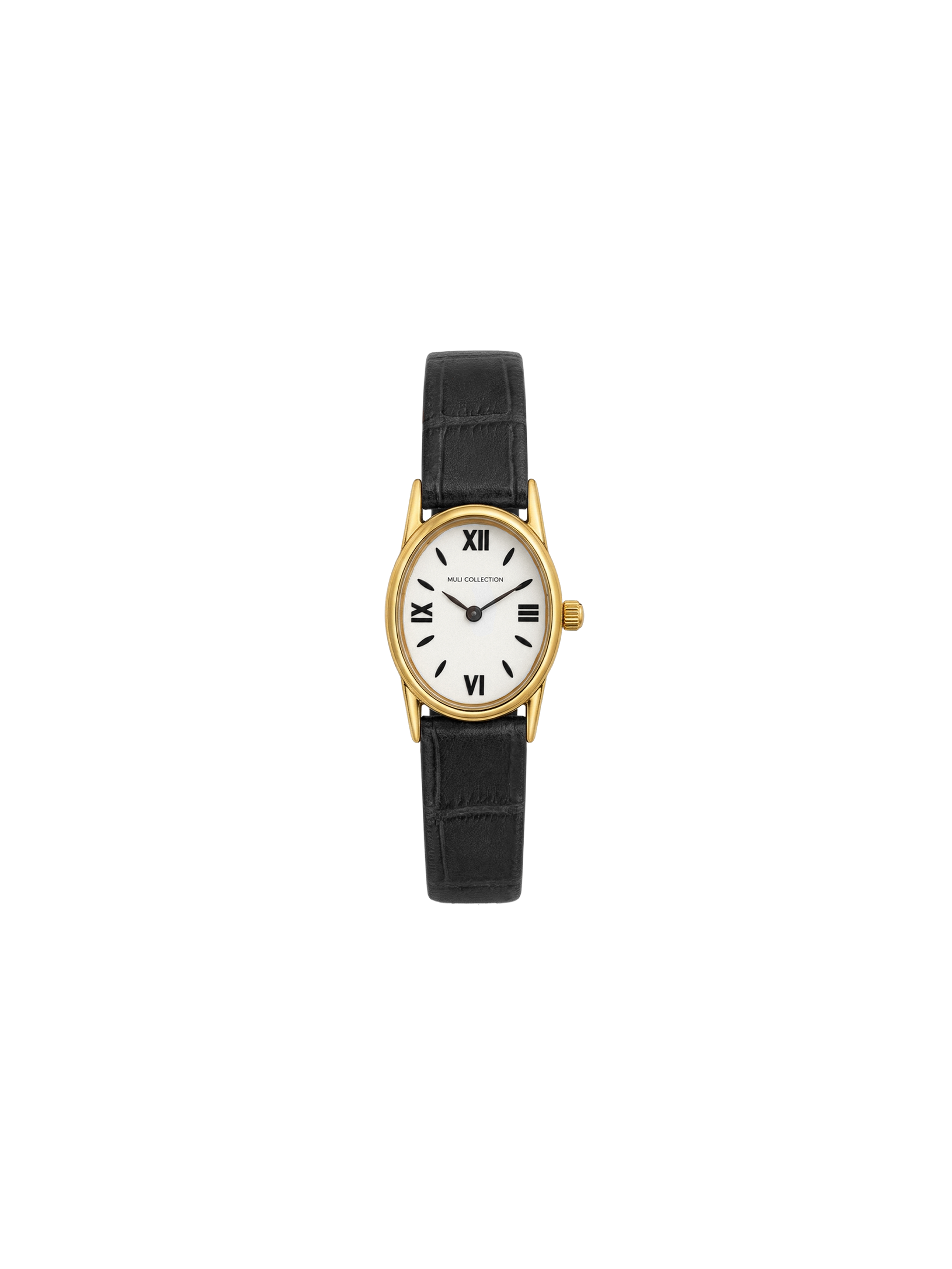 BlackLeatherVintageWatch, Genuine leather and 24k gold plated 316L stainless steel 
