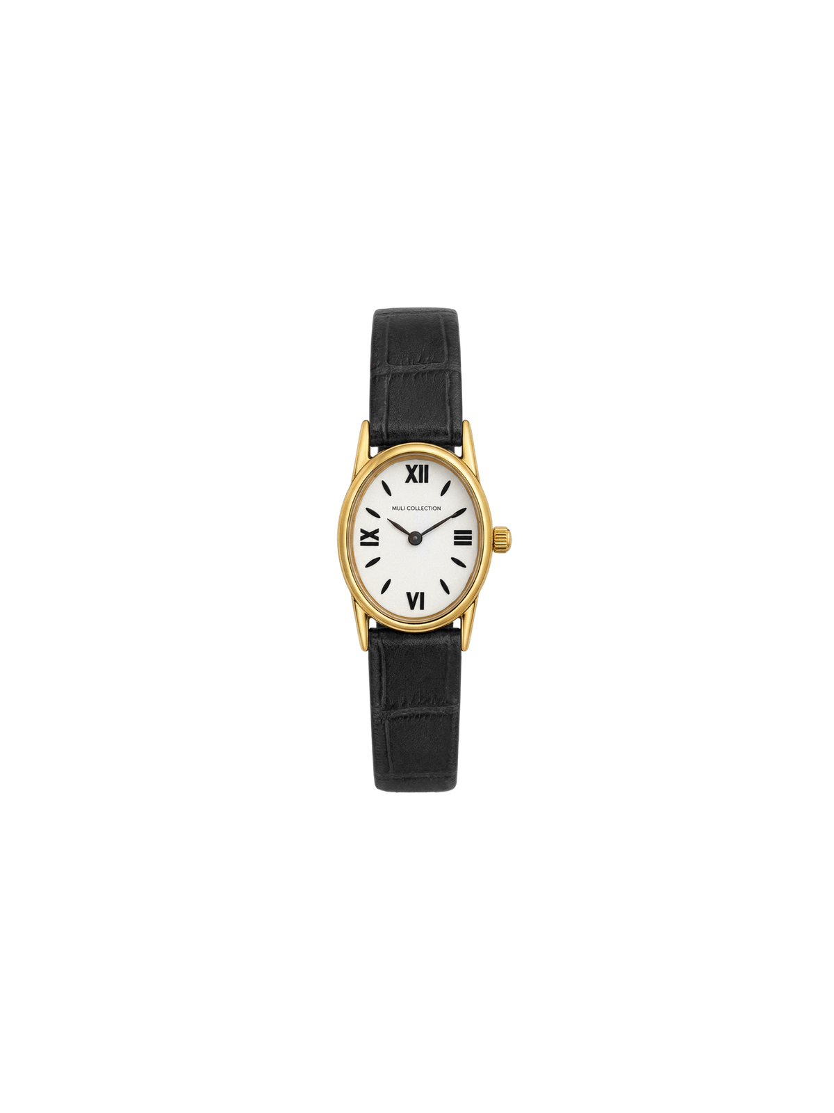 BlackLeatherVintageWatch, Genuine leather and 24k gold plated 316L stainless steel 