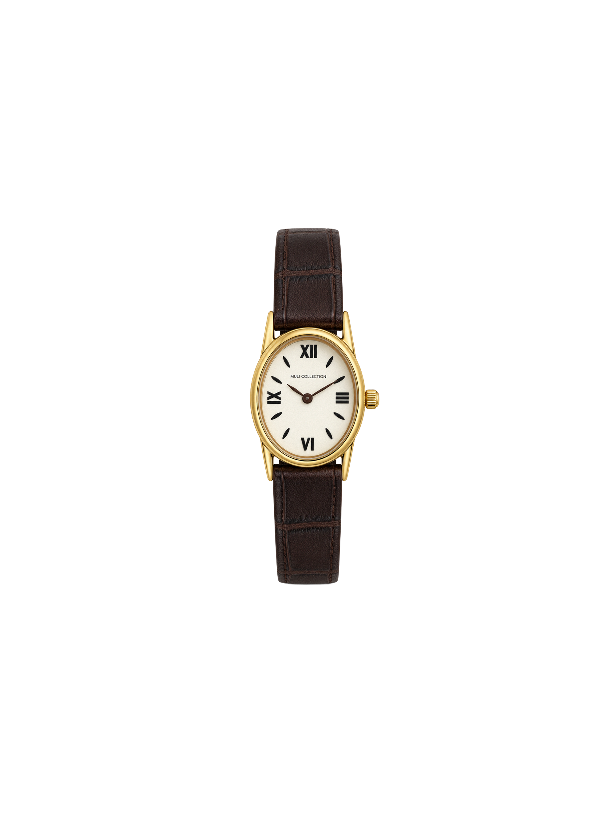 BrownLeatherVintageWatch, Genuine leather and 24k gold plated 316L stainless steel