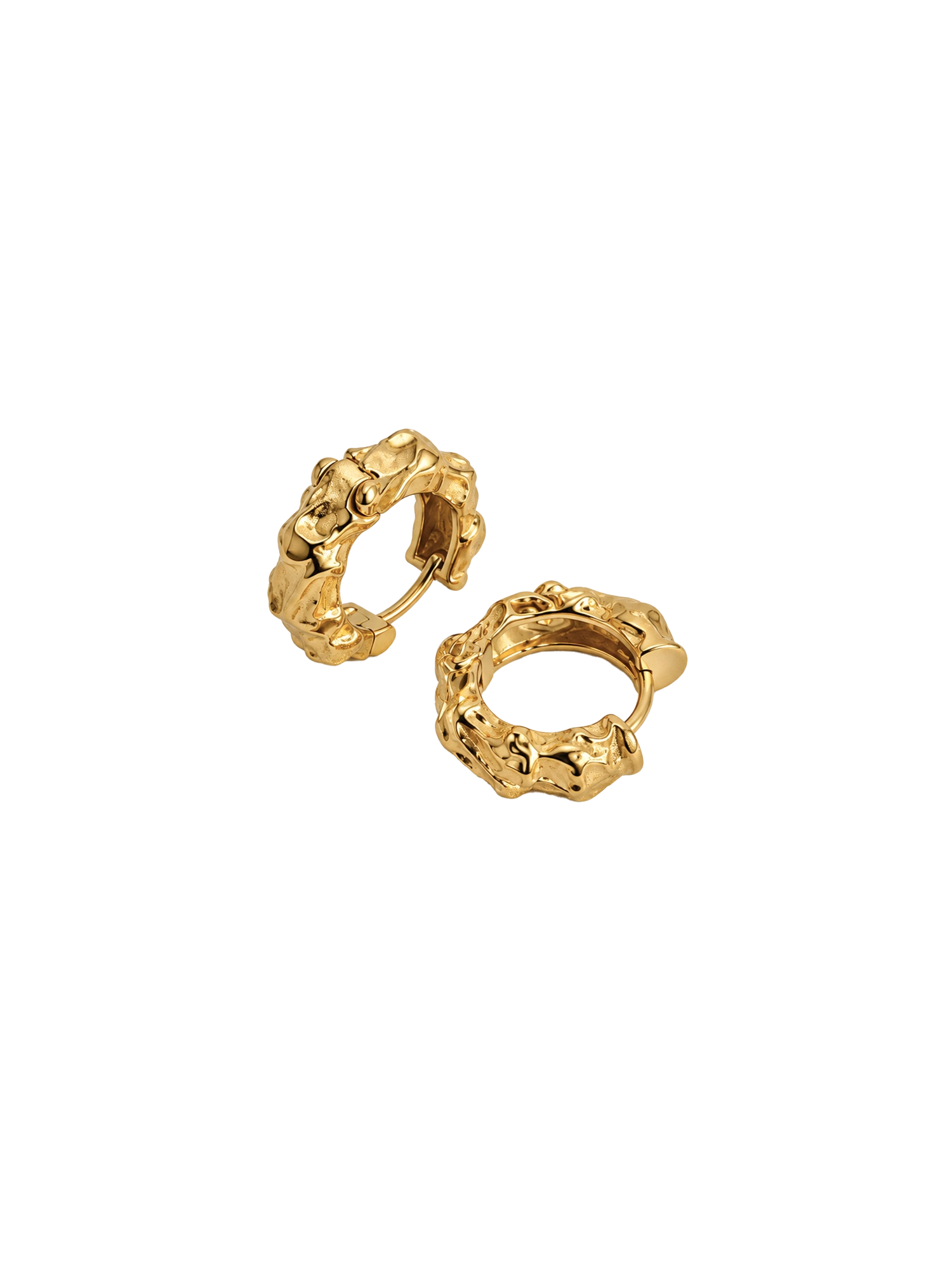 Hammered Hoops with textured finish and waterproof 18k gold PVD plated steel