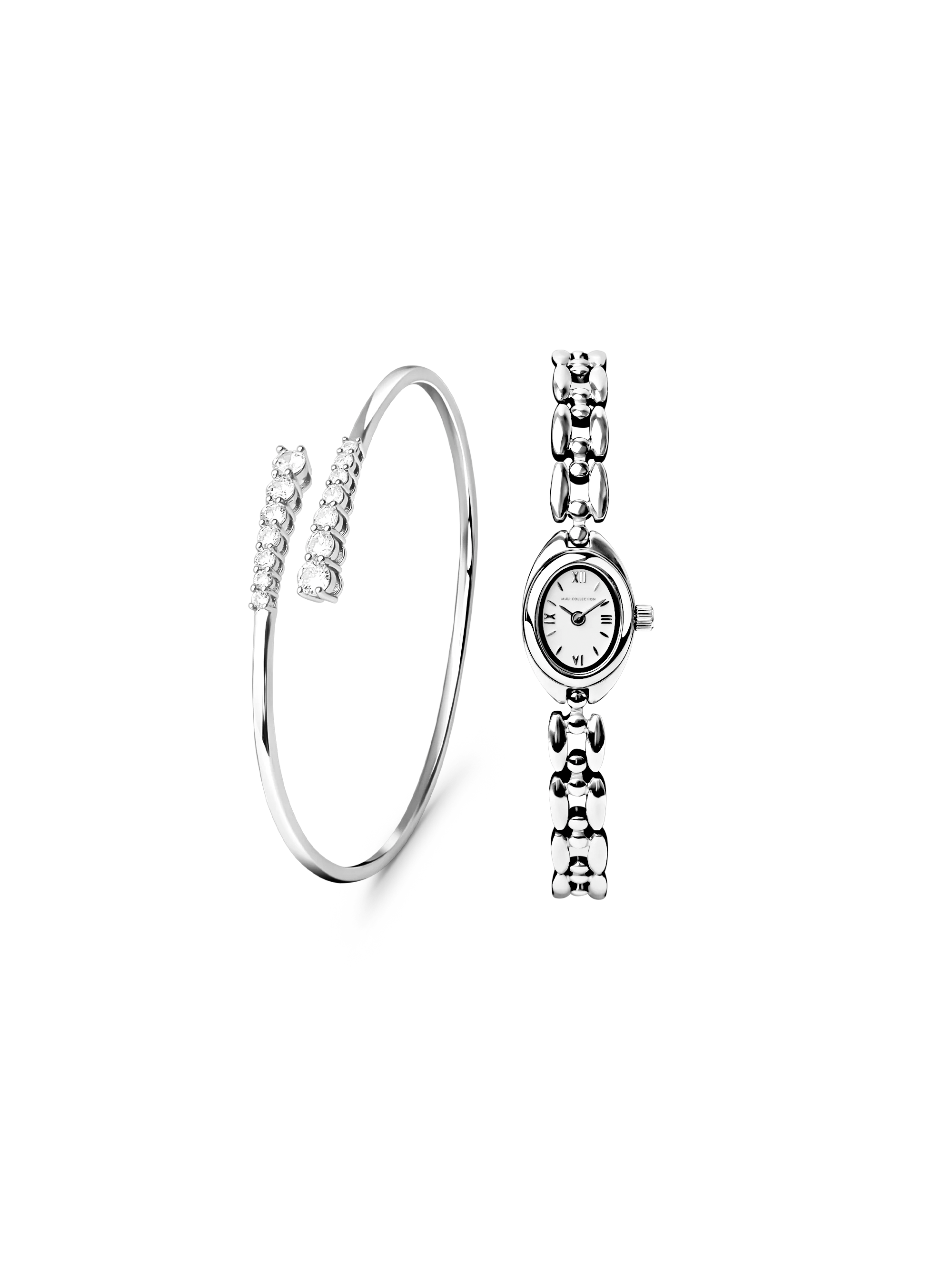 Heritage Oval Watch and Bracelet Set Silver