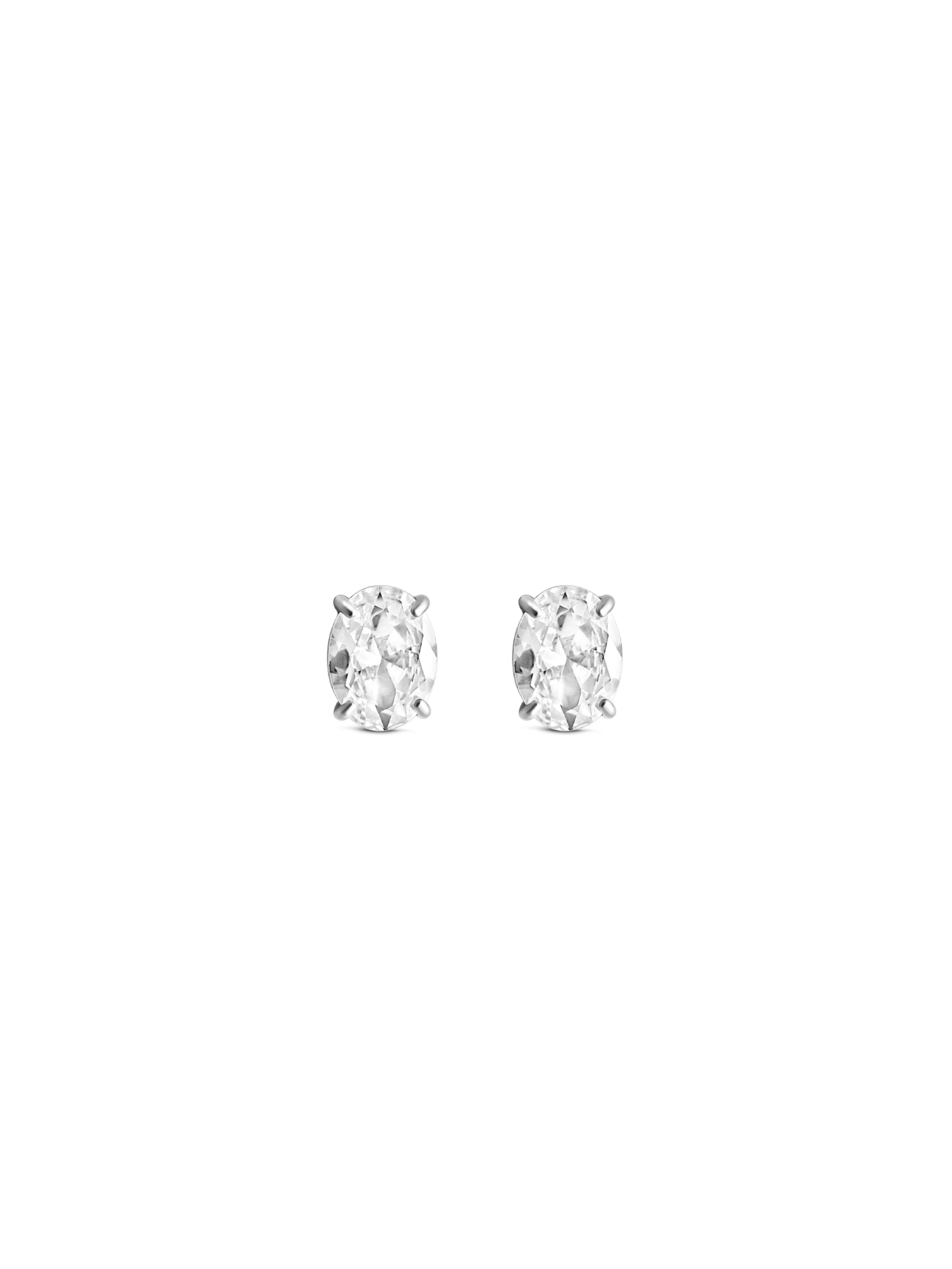large oval cut stud 925 silver plated stainless steel