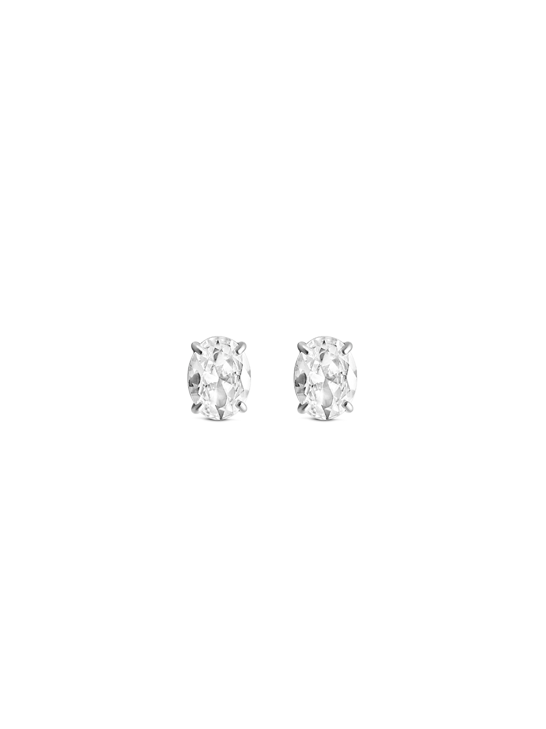 large oval cut stud 925 silver plated stainless steel