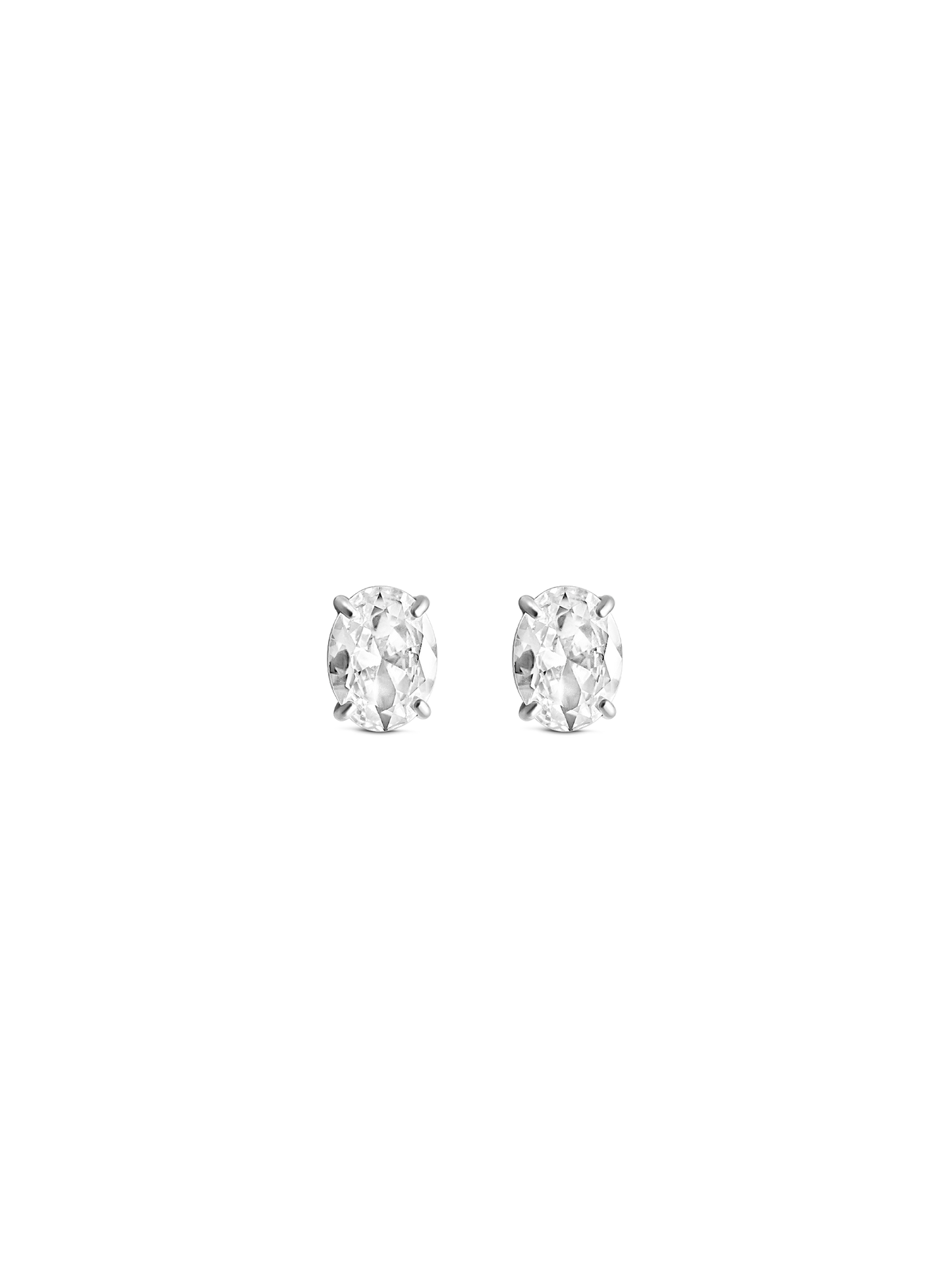 large oval cut stud 925 silver plated stainless steel