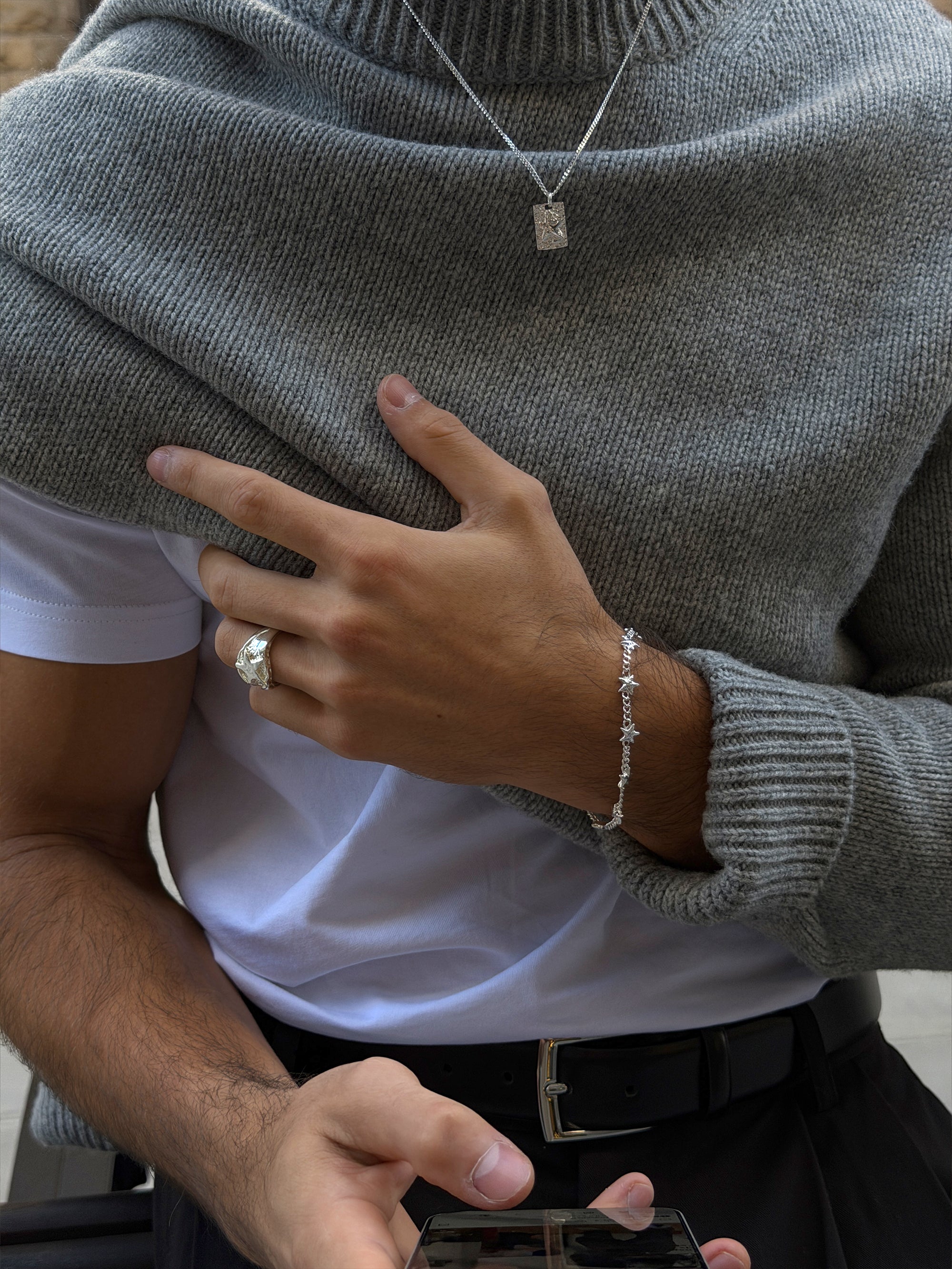 ludwig blomqvist star ring, star bracelet, star necklace 925 silver plated stainless steel