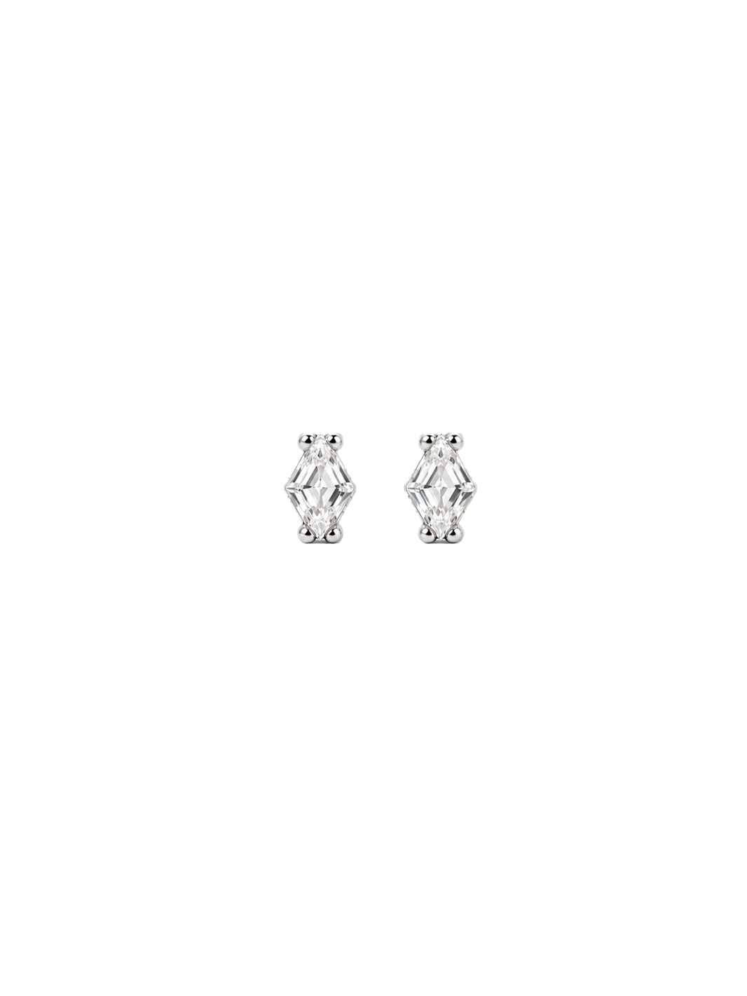 Rhombus Studs Silver with geometric diamond-shaped design