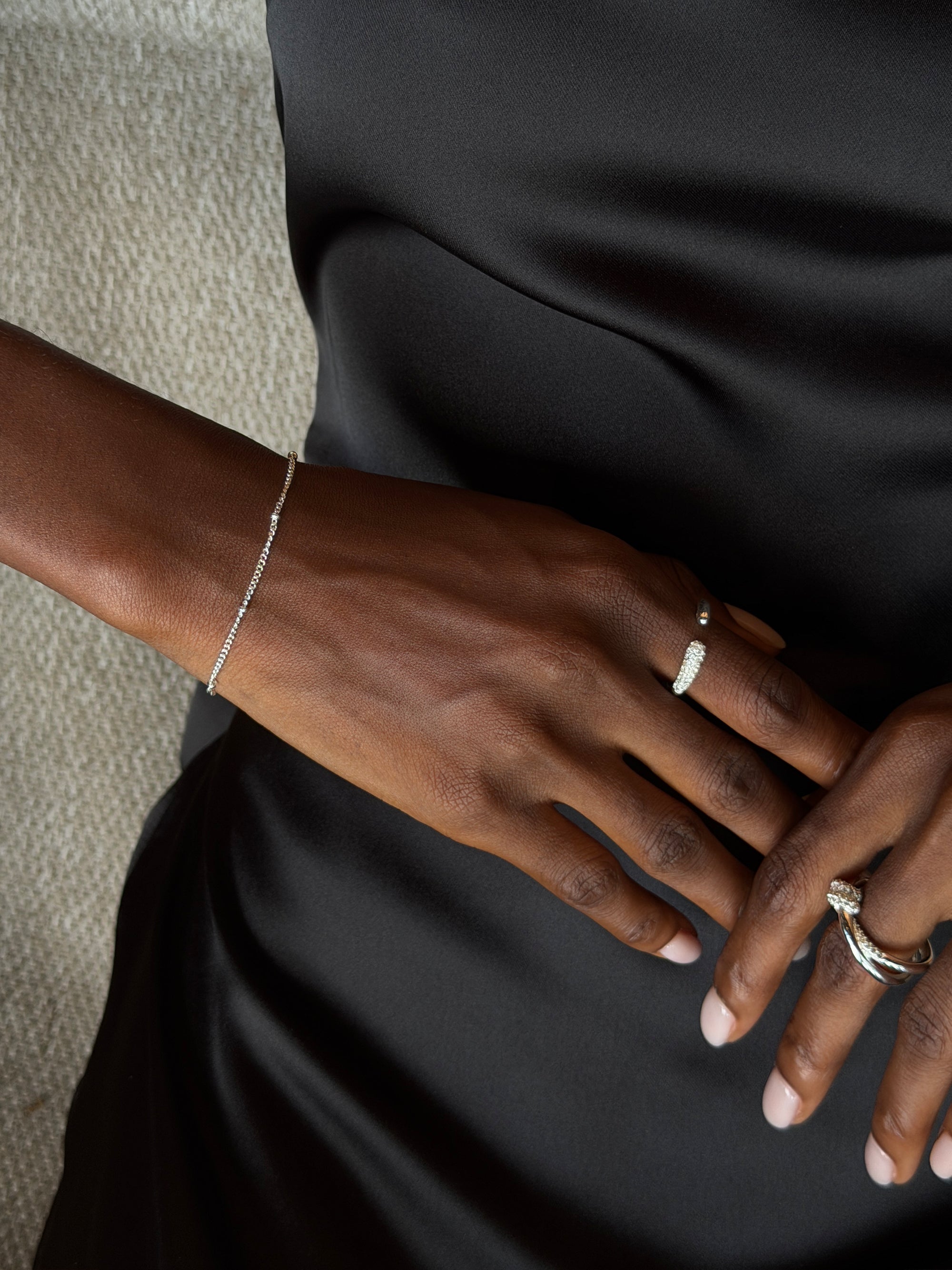 spheres bracelet 925 silver plated stainless steel