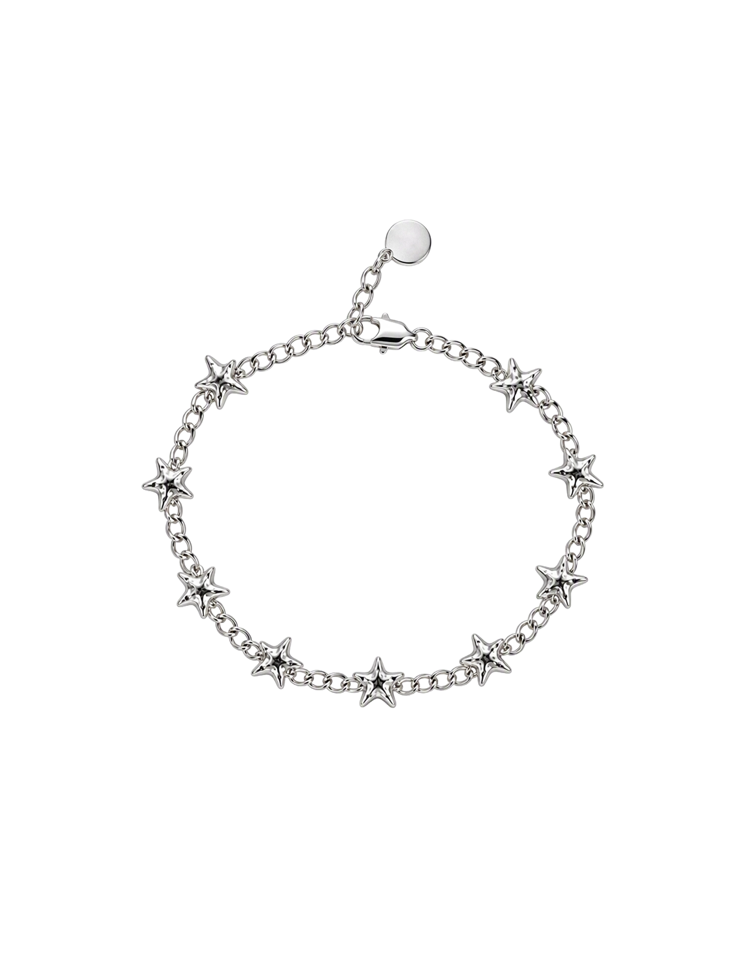 Curb bracelet with textured stars