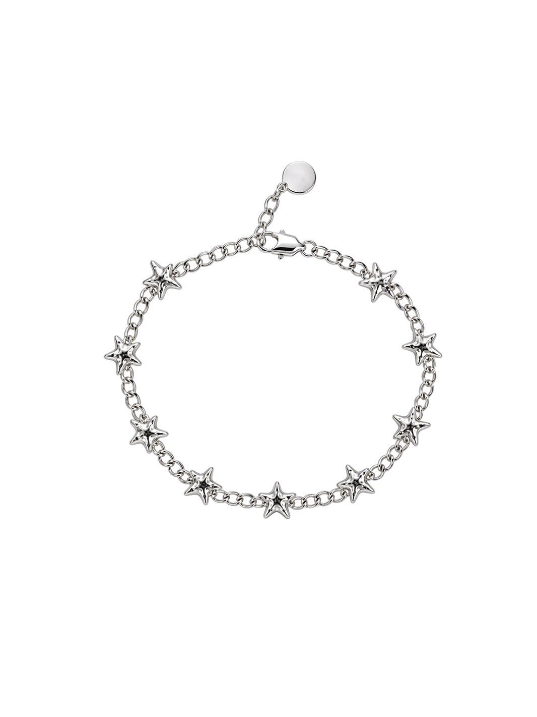 Curb bracelet with textured stars