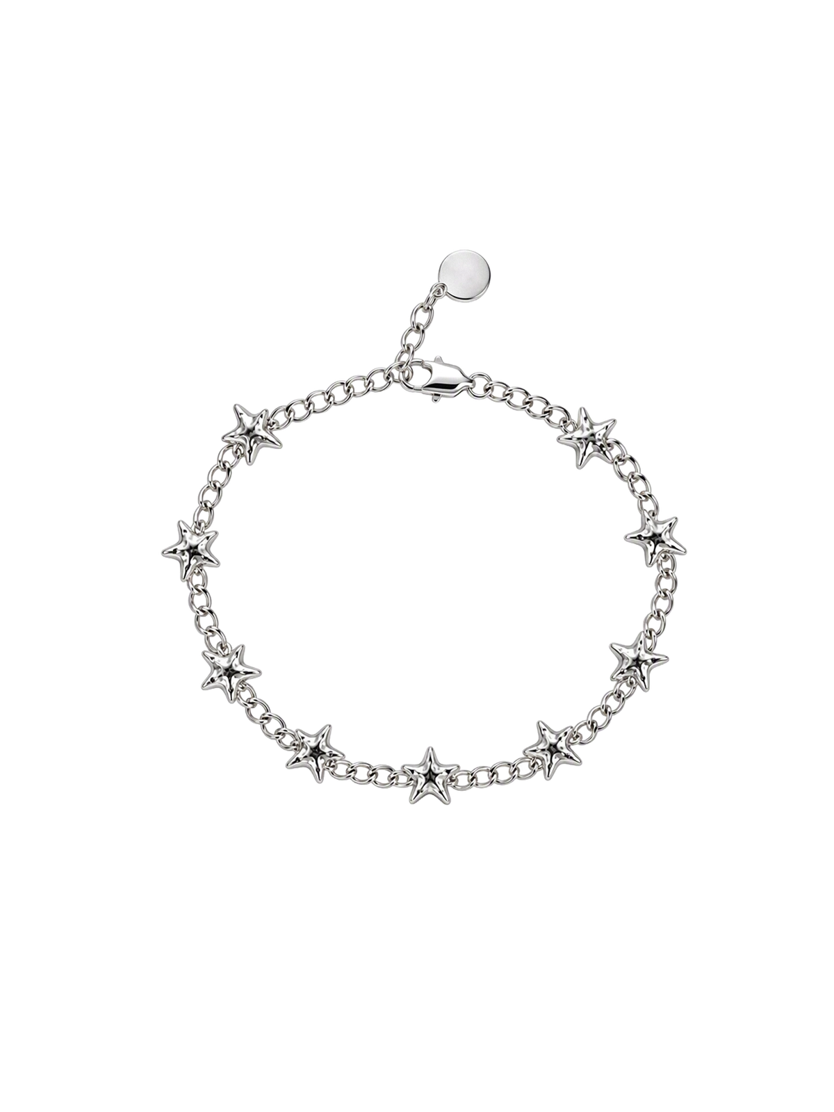 Curb bracelet with textured stars