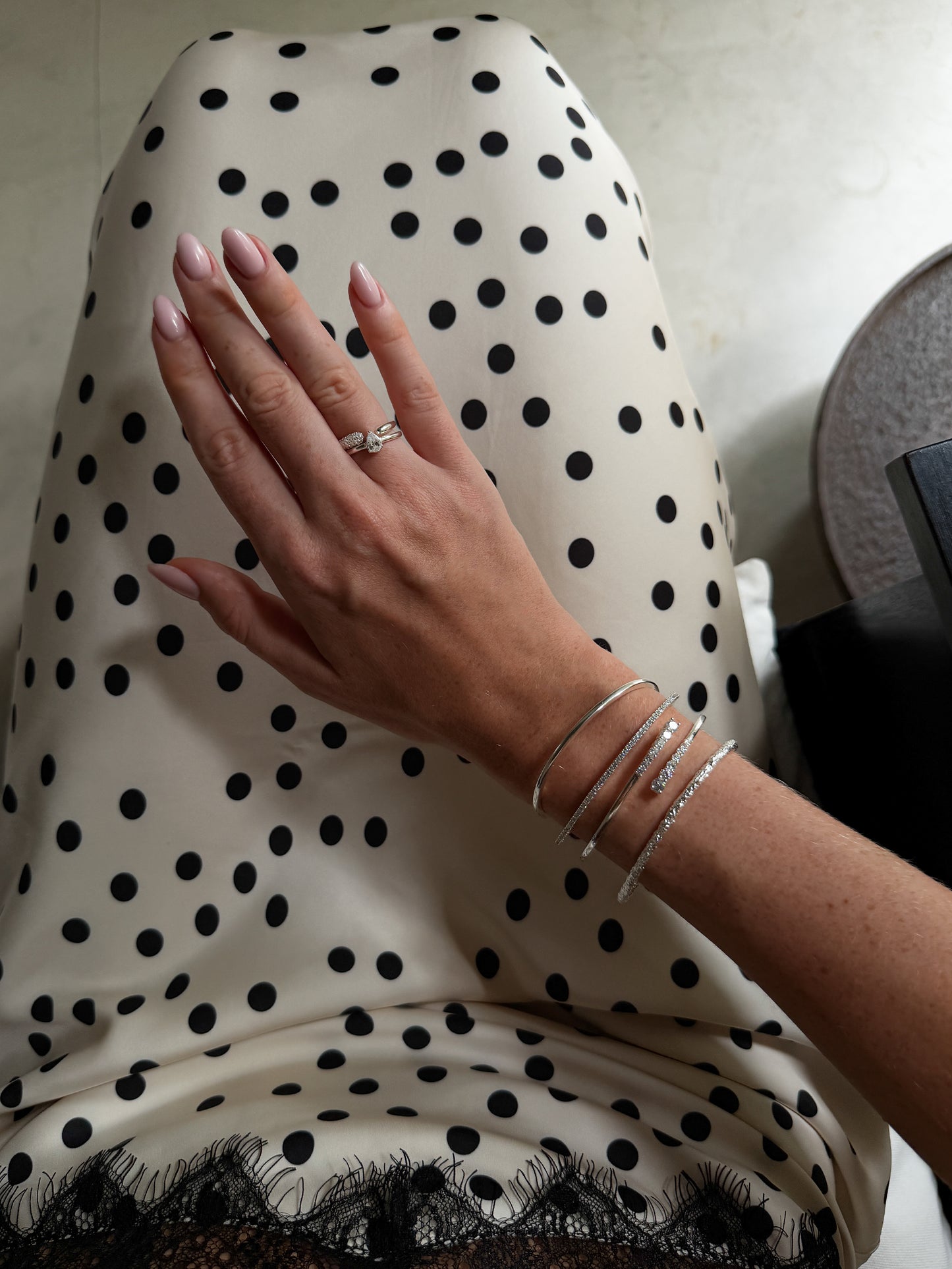 Adjustable Drop Ring Silver