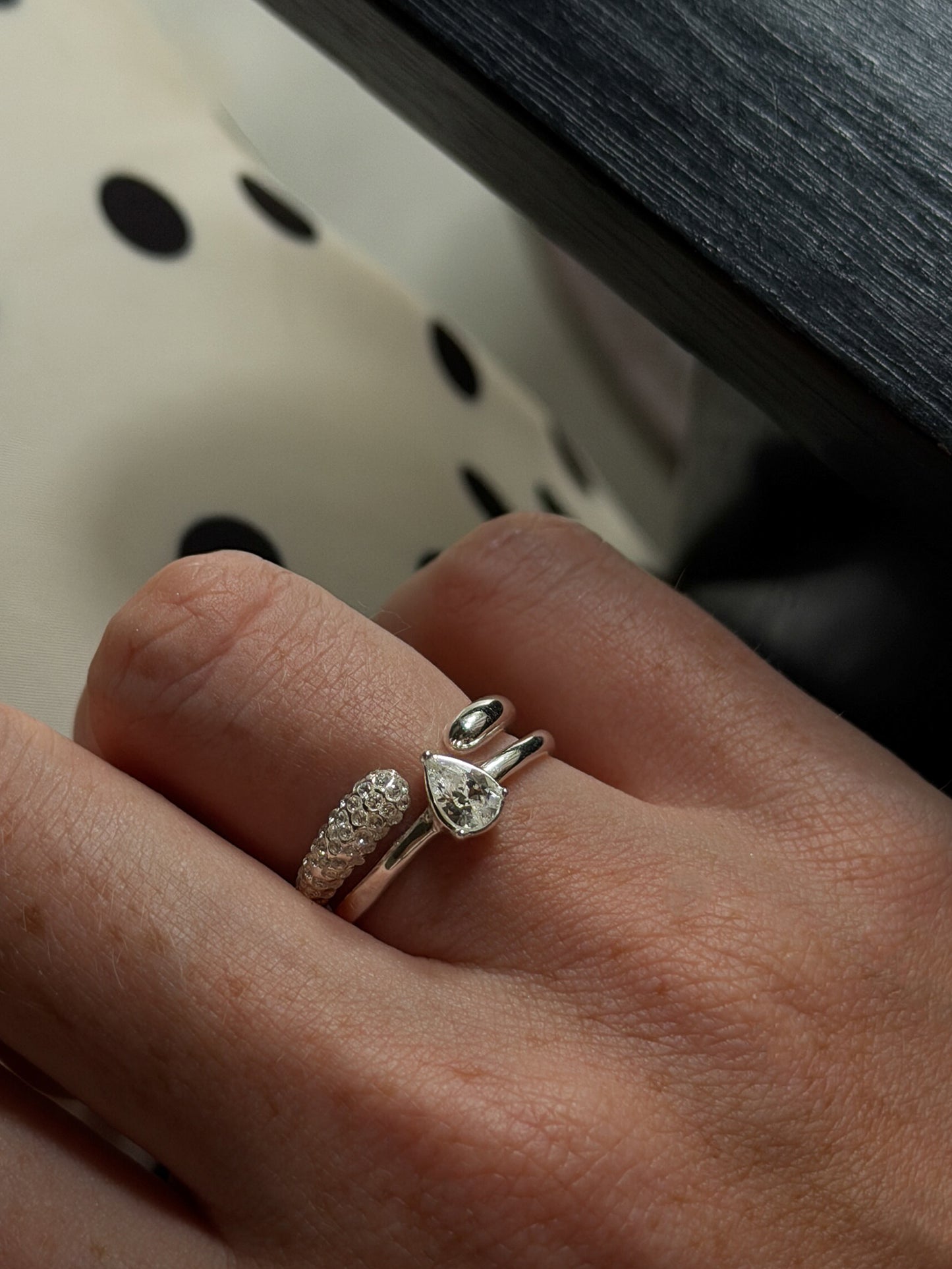 Adjustable Drop Ring Silver