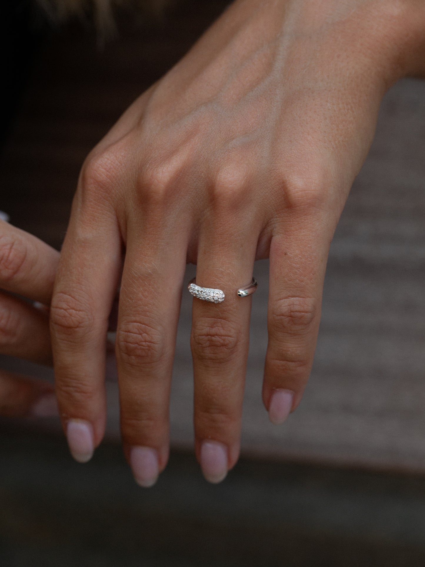 Adjustable Pavé Ring Silver