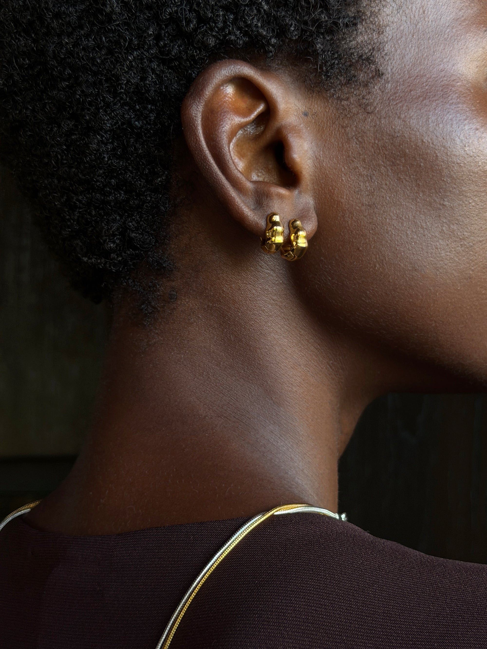 arc melt hoops Waterproof 18k gold PVD plated steel