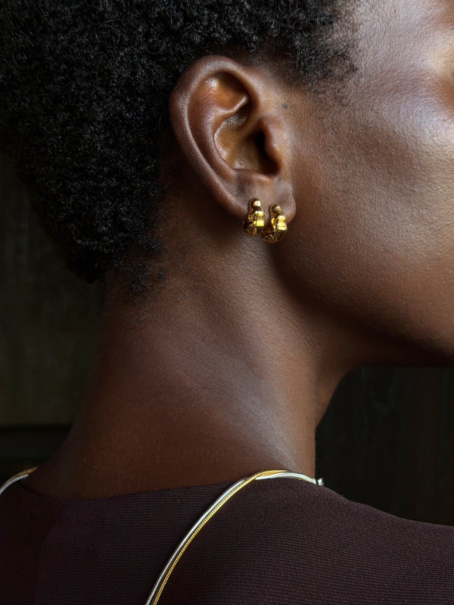 arc melt hoops Waterproof 18k gold PVD plated steel