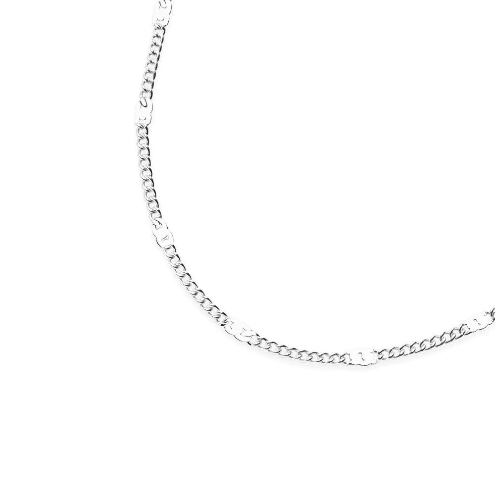 Beaded Curb Chain Bracelet Anklet Silver