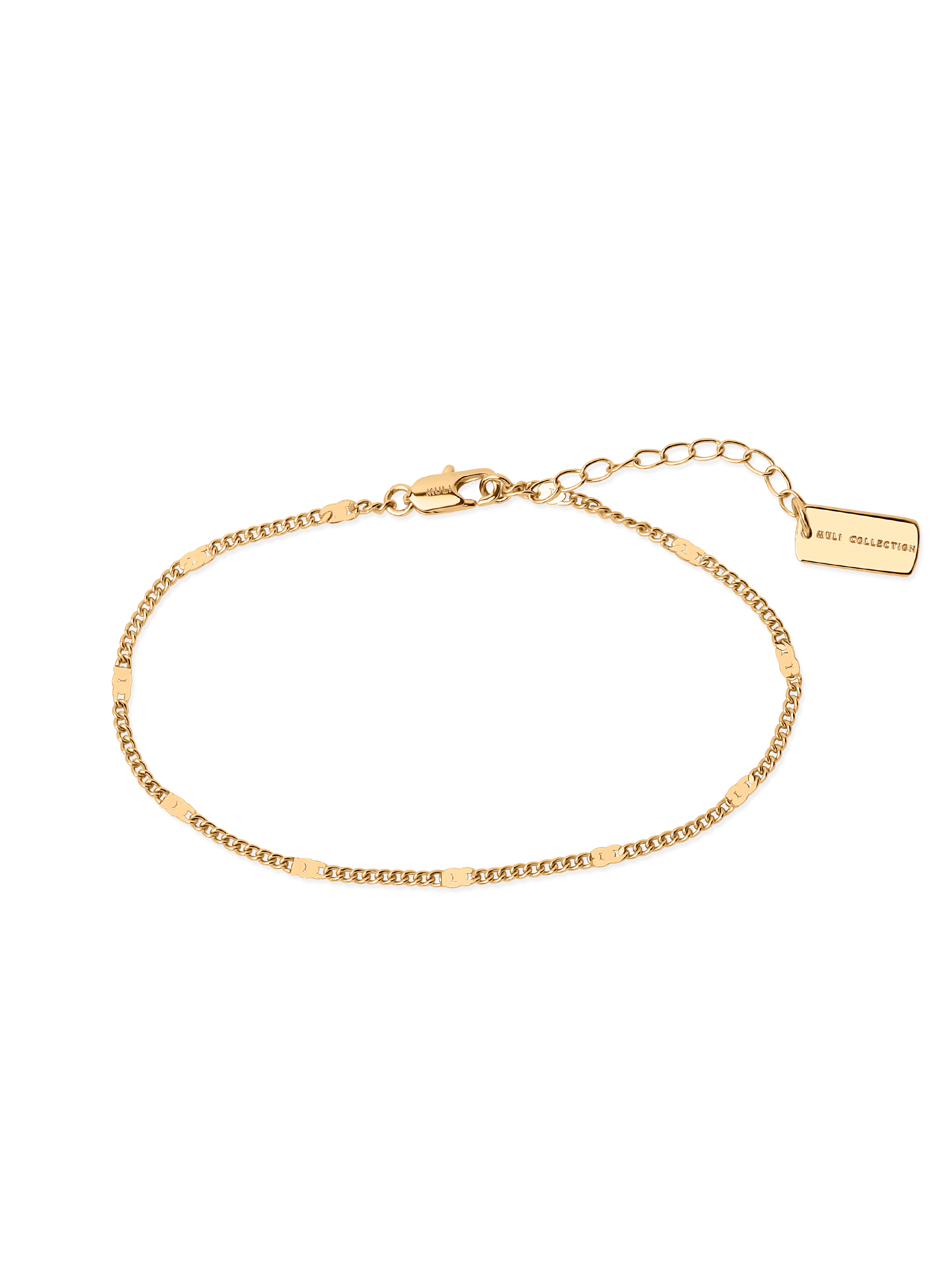 beaded curb chain anklet 18k gold plated brass