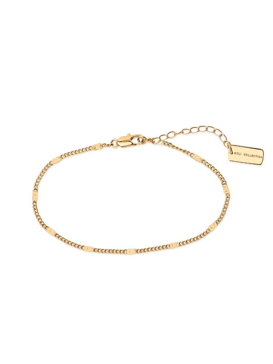 beaded curb chain anklet 18k gold plated brass