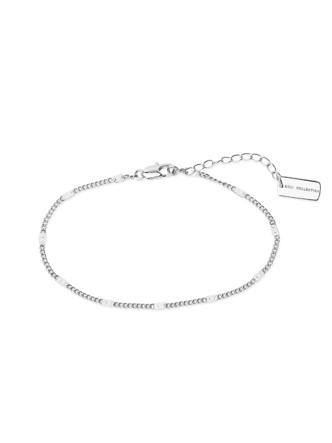 Beaded Curb Chain Bracelet Anklet Silver