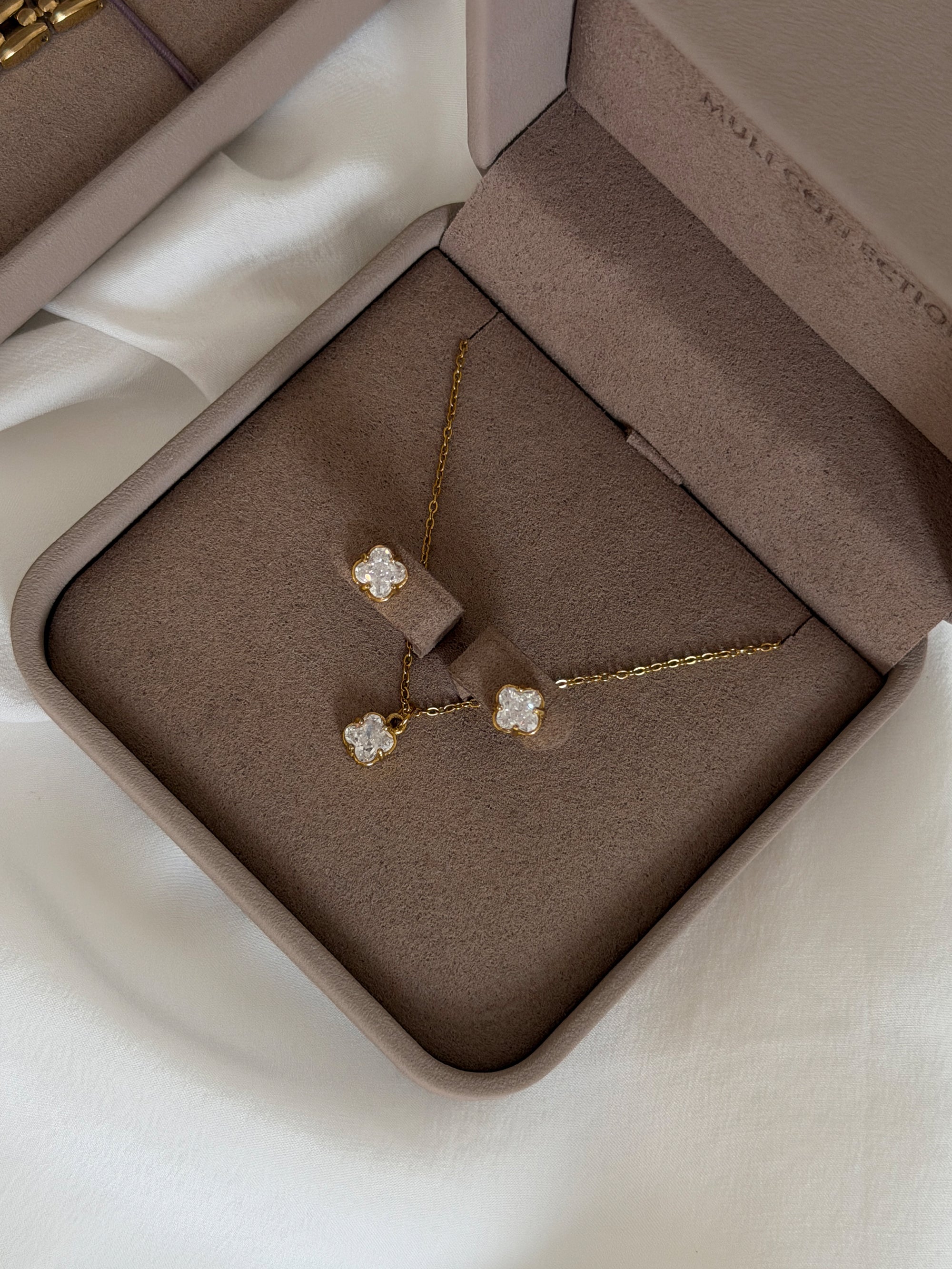 bloom stud, necklace Waterproof 18k gold PVD plated steel