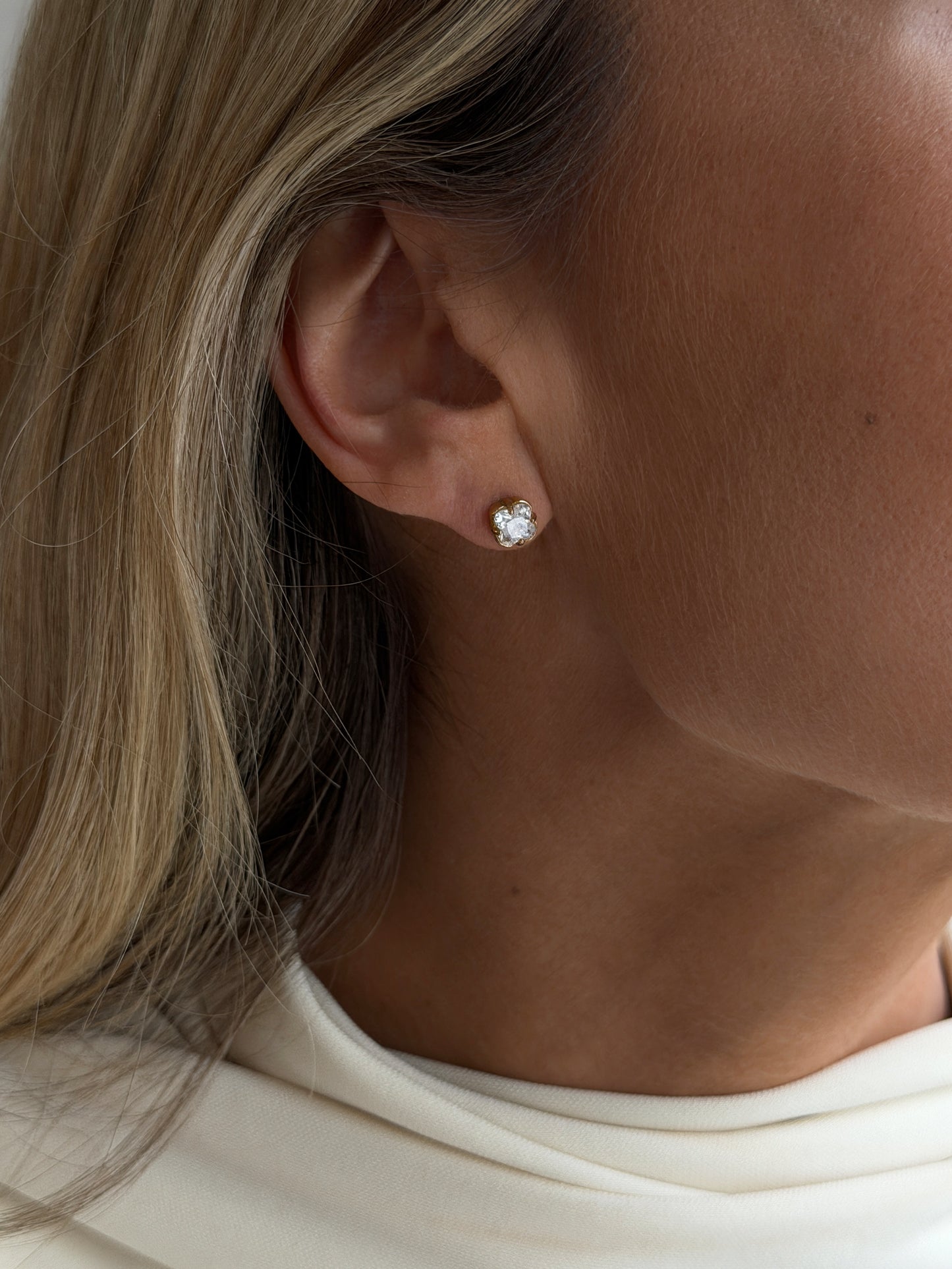 bloom stud Waterproof 18k gold PVD plated steel