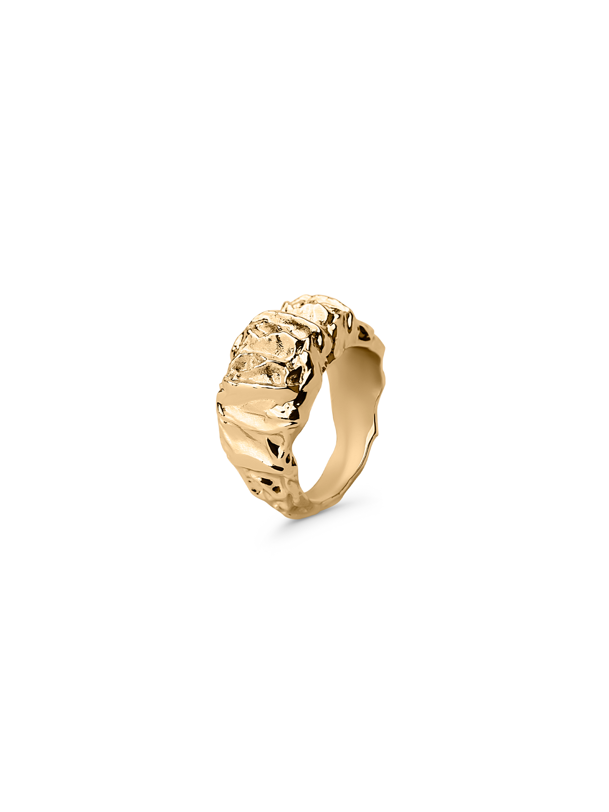 bold hammered ring gold 