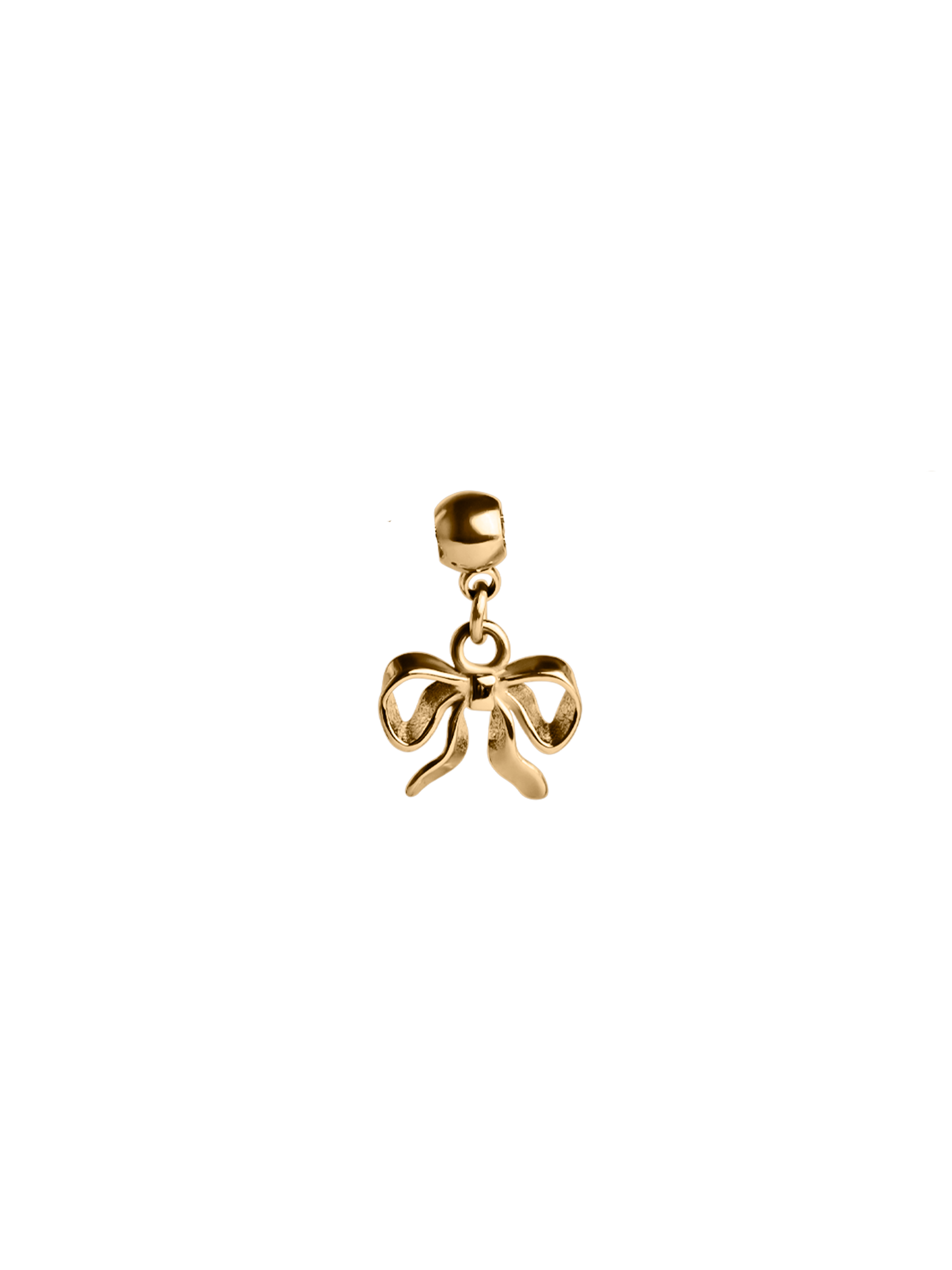 bow charm waterproof 18k gold PVD plated steel