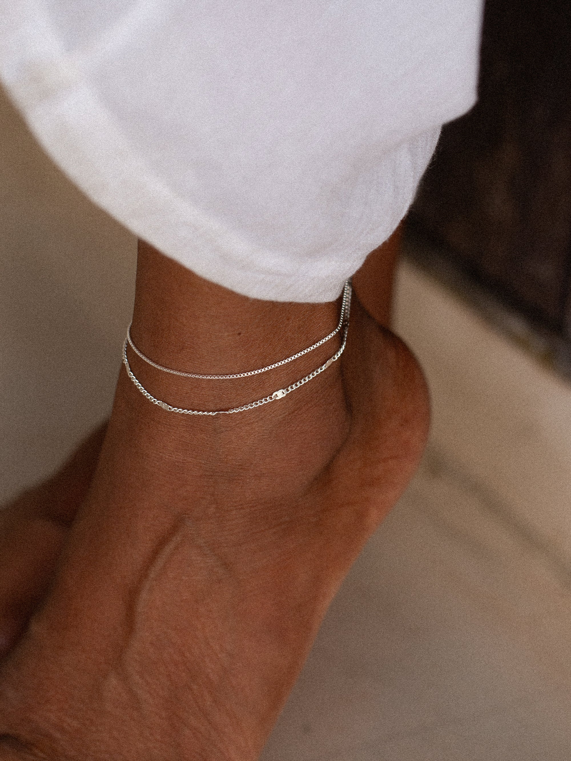 box chain anklet silver